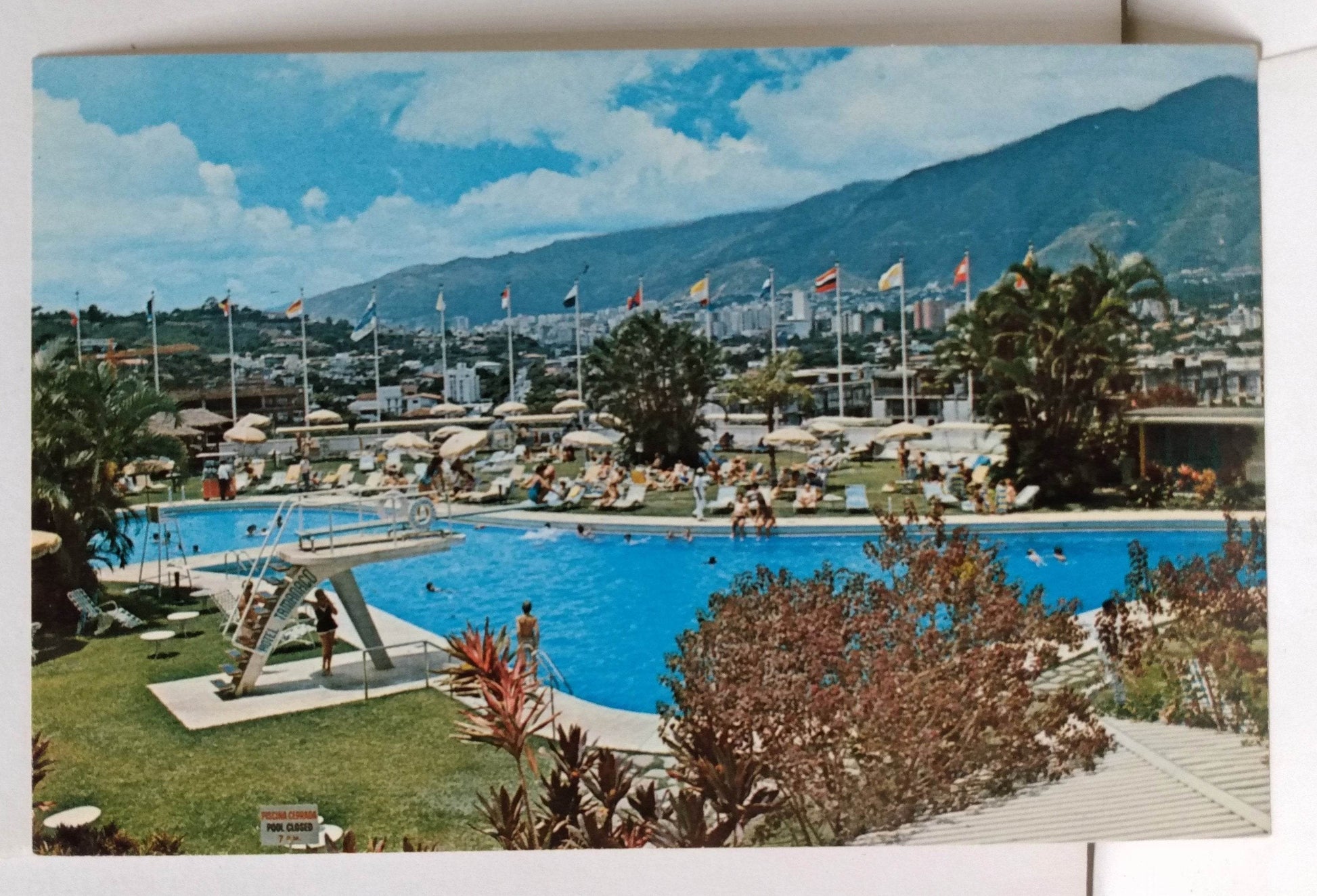 Tamanaco Hotel Pool View Of Caracas Venezuela Postcard 1970's - TulipStuff