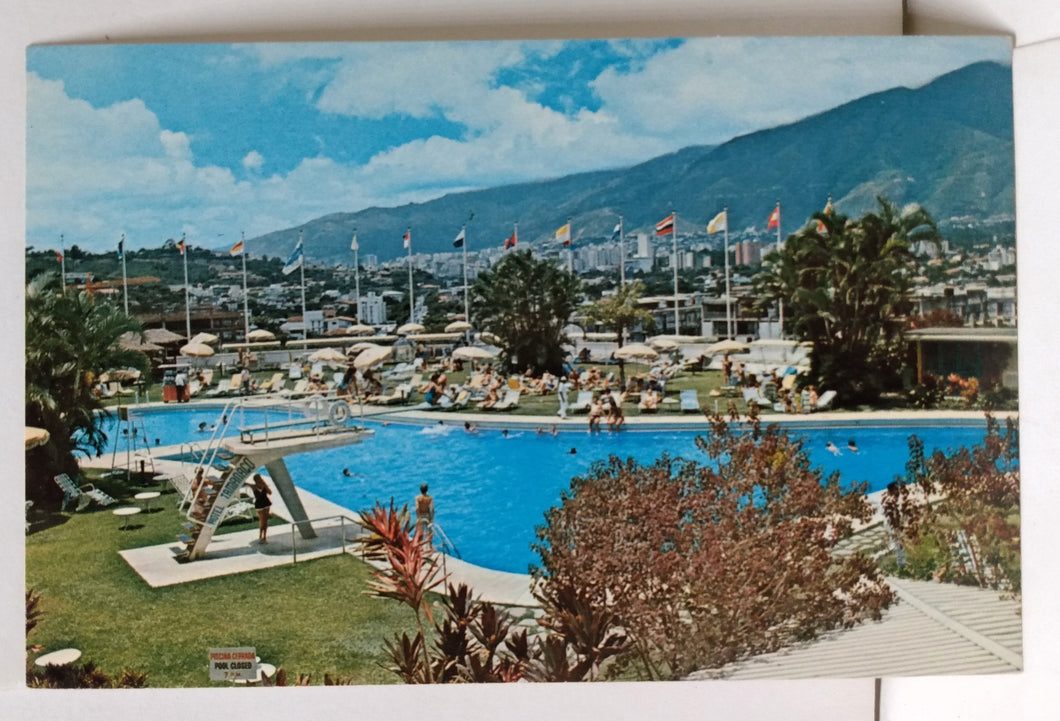 Tamanaco Hotel Pool View Of Caracas Venezuela Postcard 1970's - TulipStuff