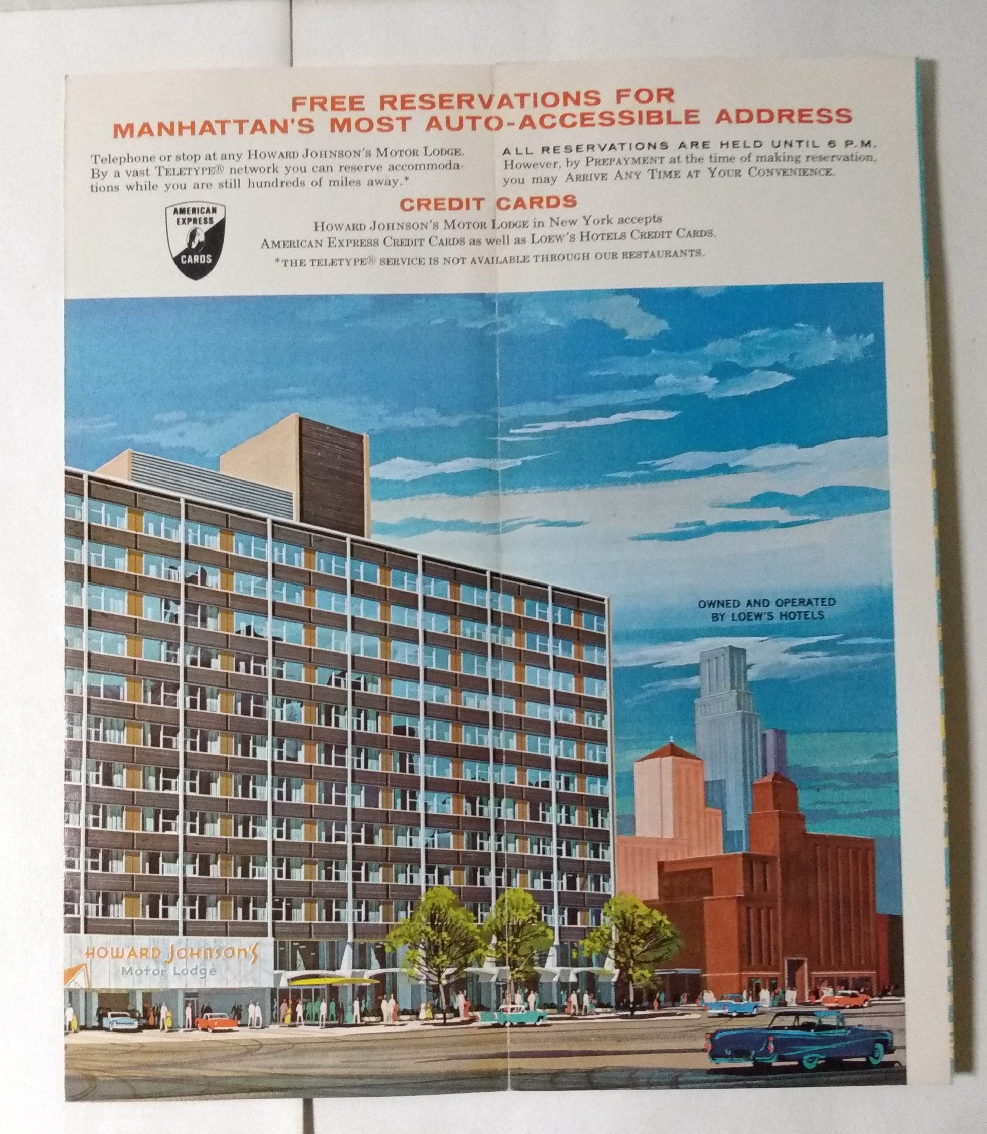 Howard Johnson's Motor Lodge New York City 8th Ave Early 1960's Brochure - TulipStuff