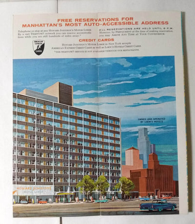 Howard Johnson's Motor Lodge New York City 8th Ave Early 1960's Brochure - TulipStuff