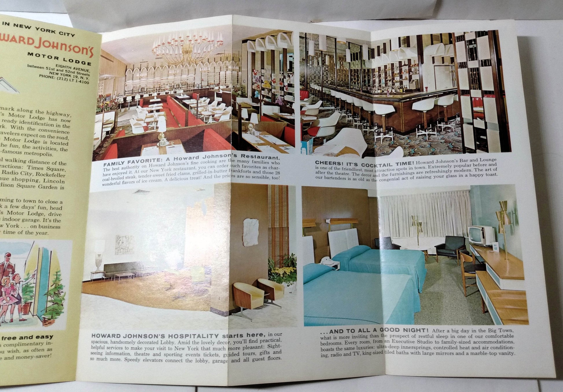 Howard Johnson's Motor Lodge New York City 8th Ave Early 1960's Brochure - TulipStuff