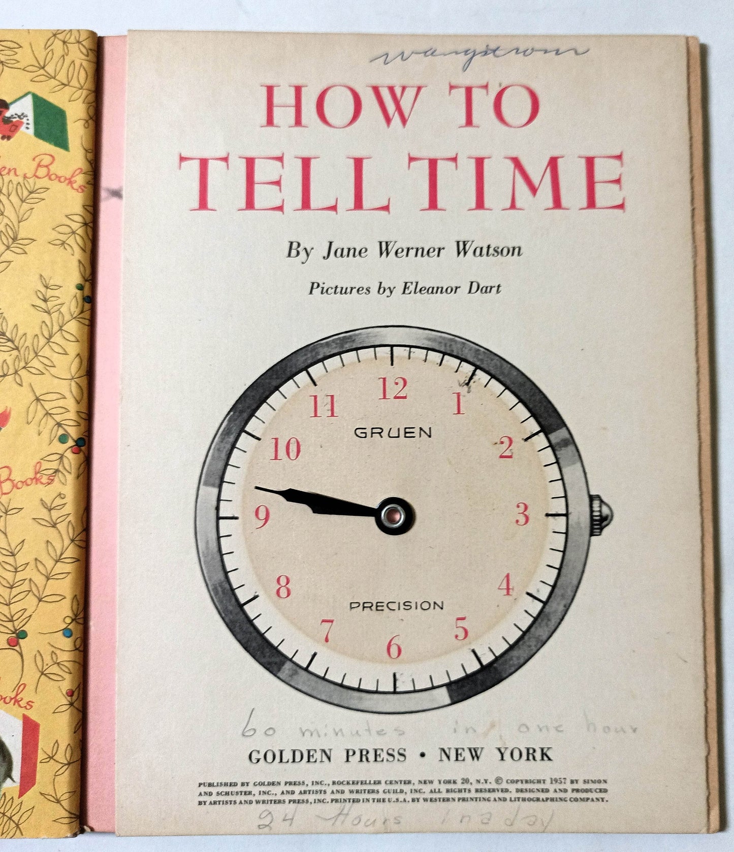 How To Tell Time Jane Werner Watson Little Golden Activity Book 1957 - TulipStuff