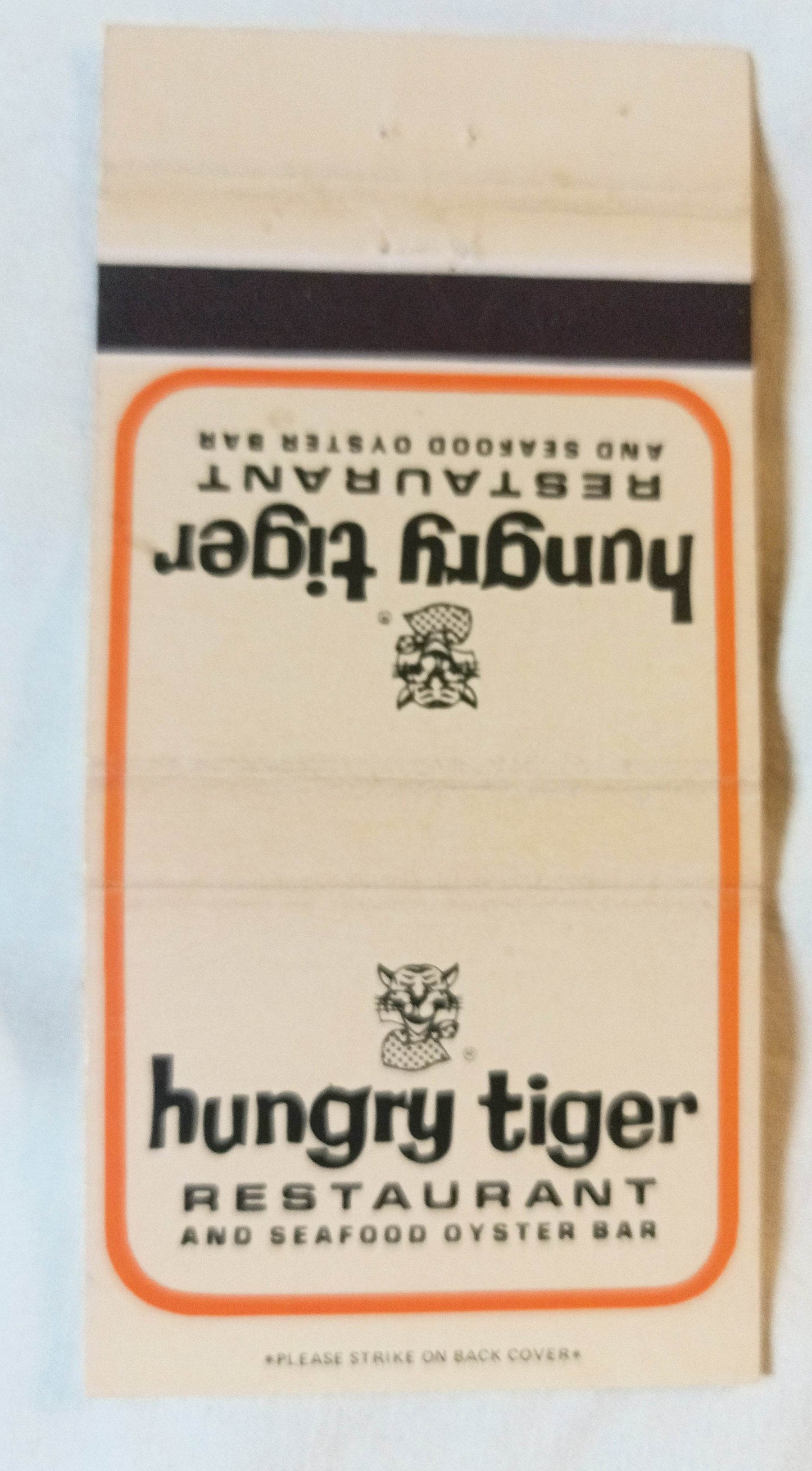 Hungry Tiger Restaurant And Seafood Oyster Bar Matchbook Cover 1980's - TulipStuff