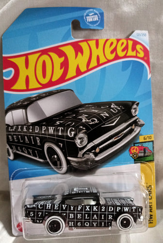 Hot Wheels 2024 HW Art Cars '57 Chevy Chevrolet Sedan Black - TulipStuff