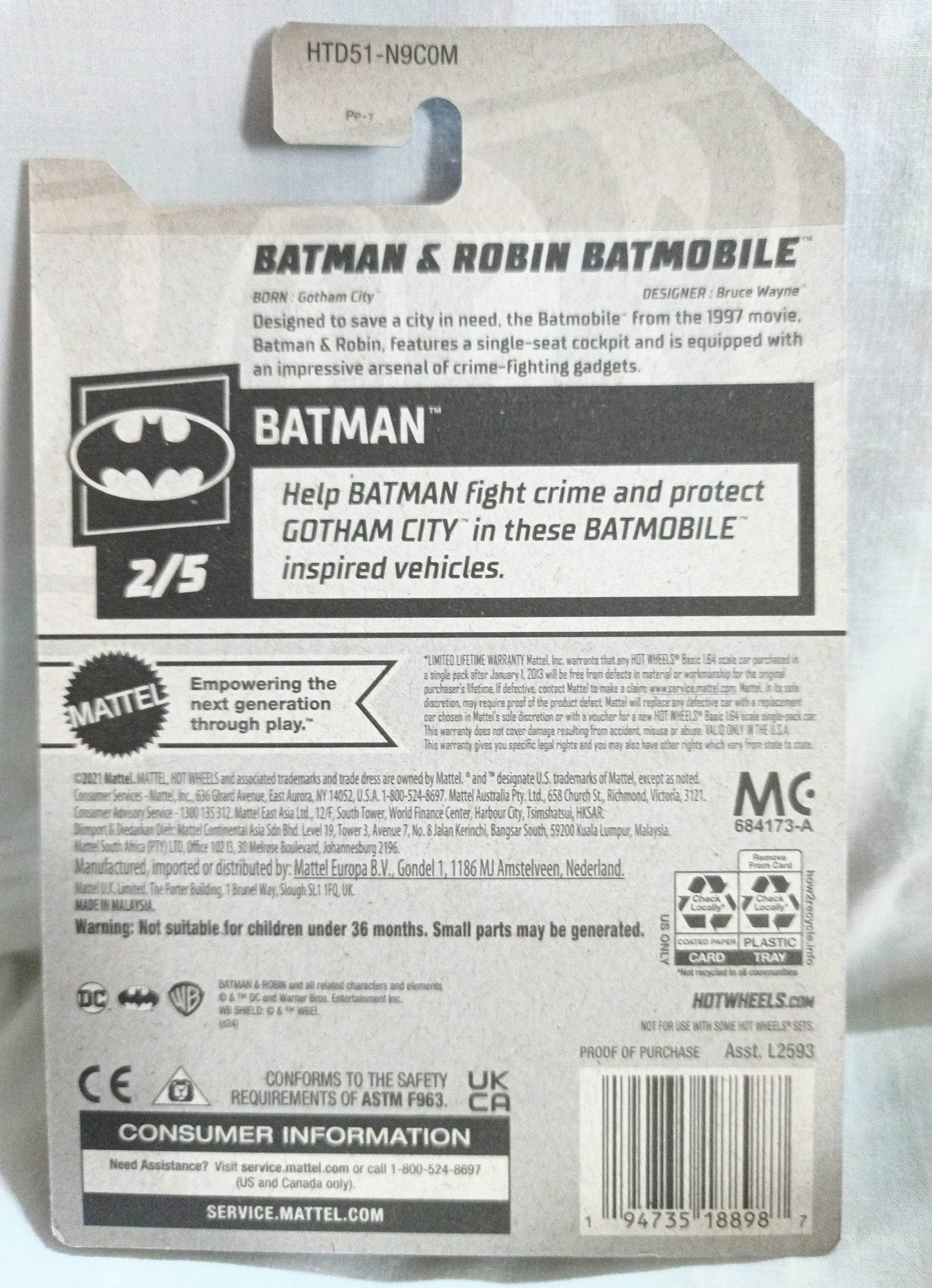 Hot Wheels 2024 Batman and Robin Batmobile HTD51 Blue - TulipStuff