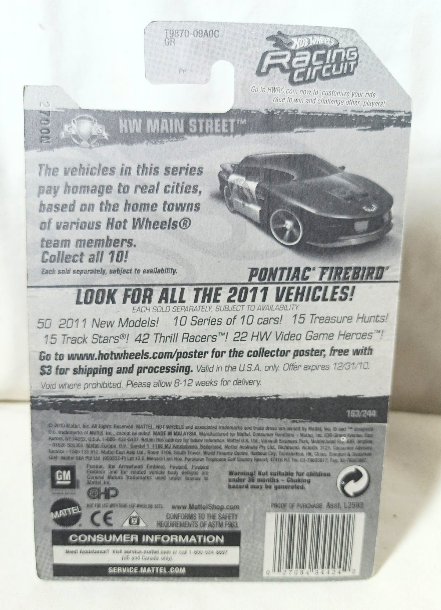 Hot Wheels HW Main Street Pontiac IROC Firebird Police CHP 2011 - TulipStuff
