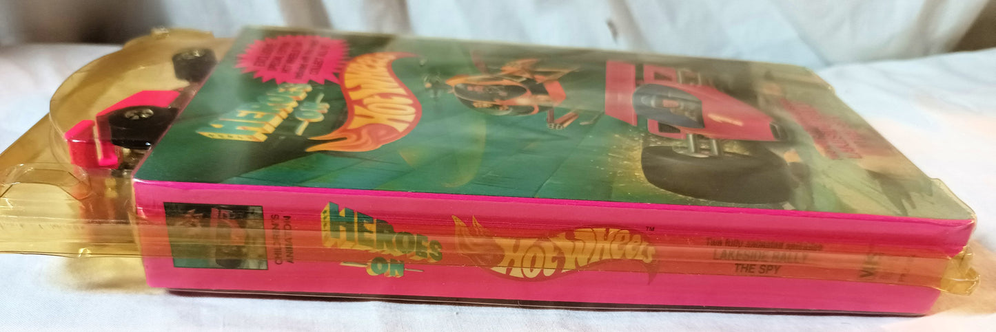 Heroes On Hot Wheels 2-Episode VHS with Neon Pink Shadow Jet Car 1991 - TulipStuff