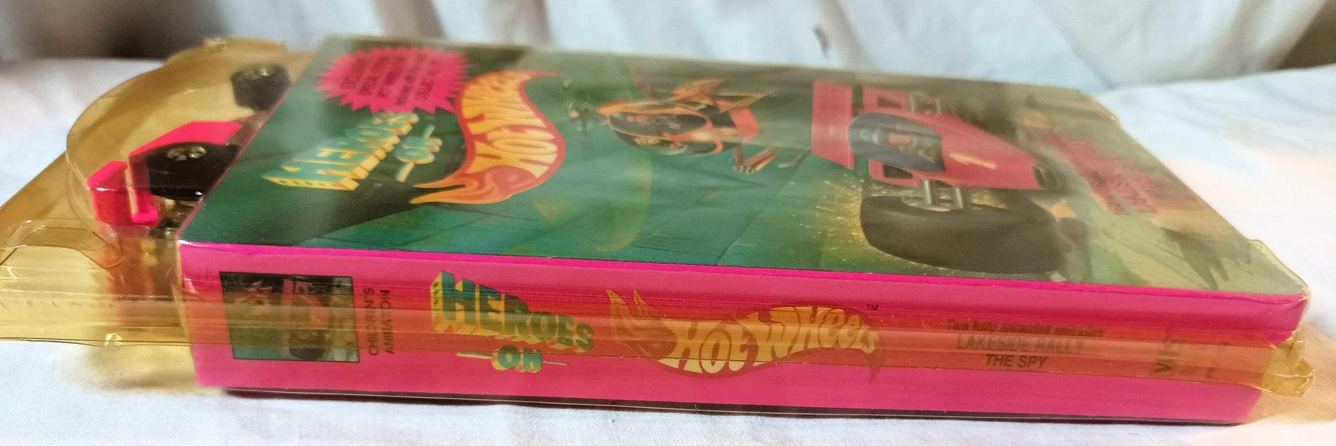 Heroes On Hot Wheels 2-Episode VHS with Neon Pink Shadow Jet Car 1991 - TulipStuff