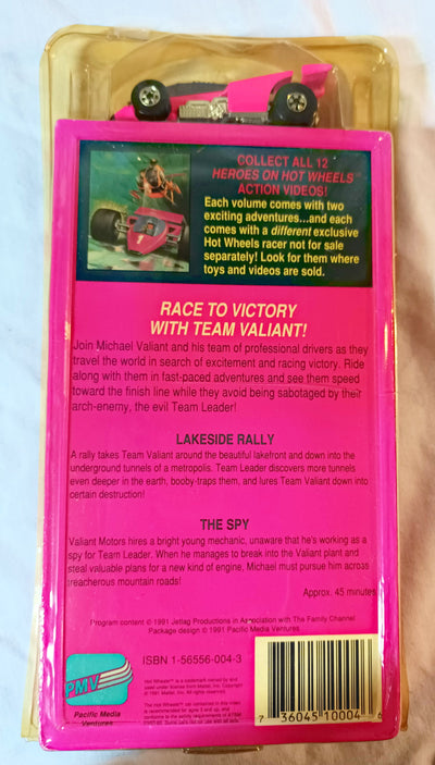 Heroes On Hot Wheels 2-Episode VHS with Neon Pink Shadow Jet Car 1991 - TulipStuff