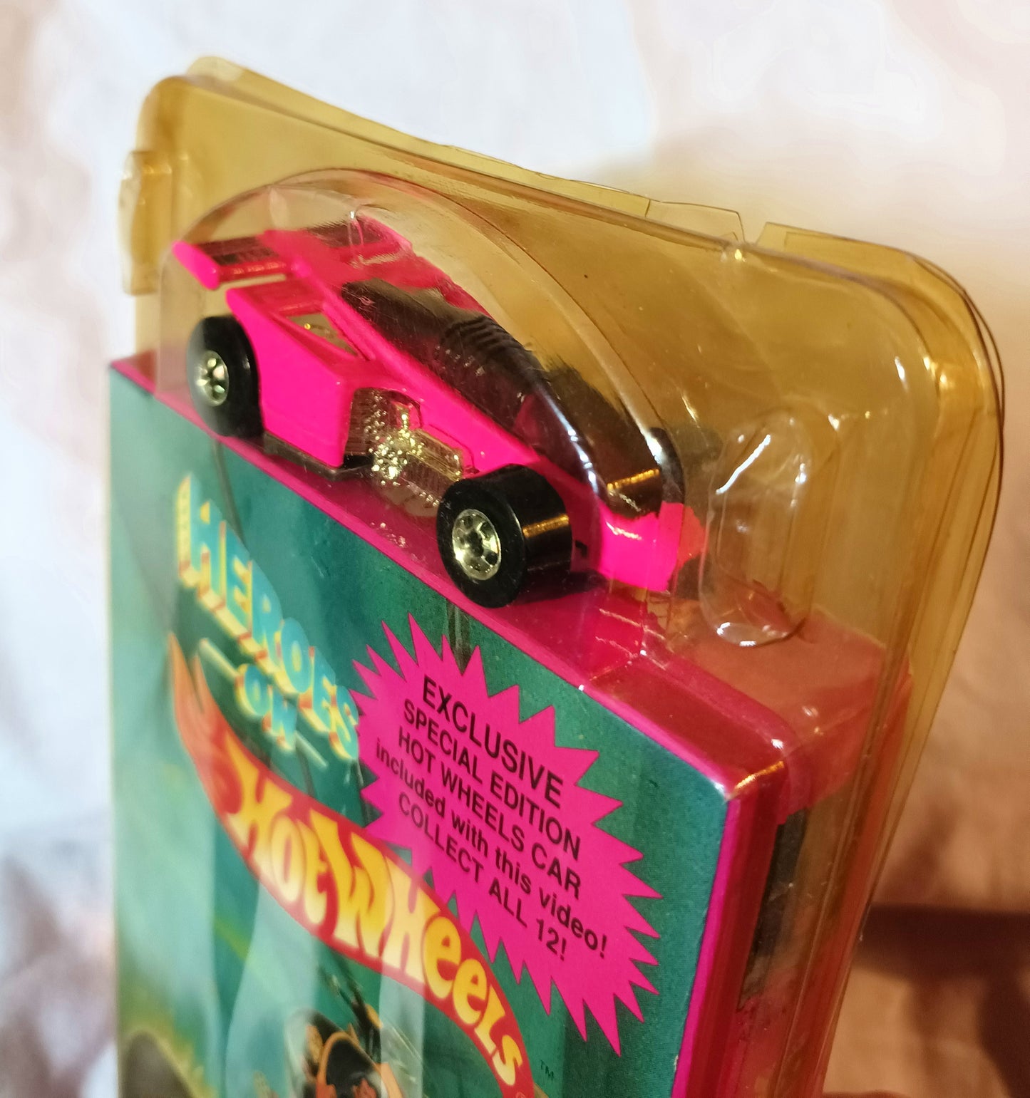 Heroes On Hot Wheels 2-Episode VHS with Neon Pink Shadow Jet Car 1991 - TulipStuff