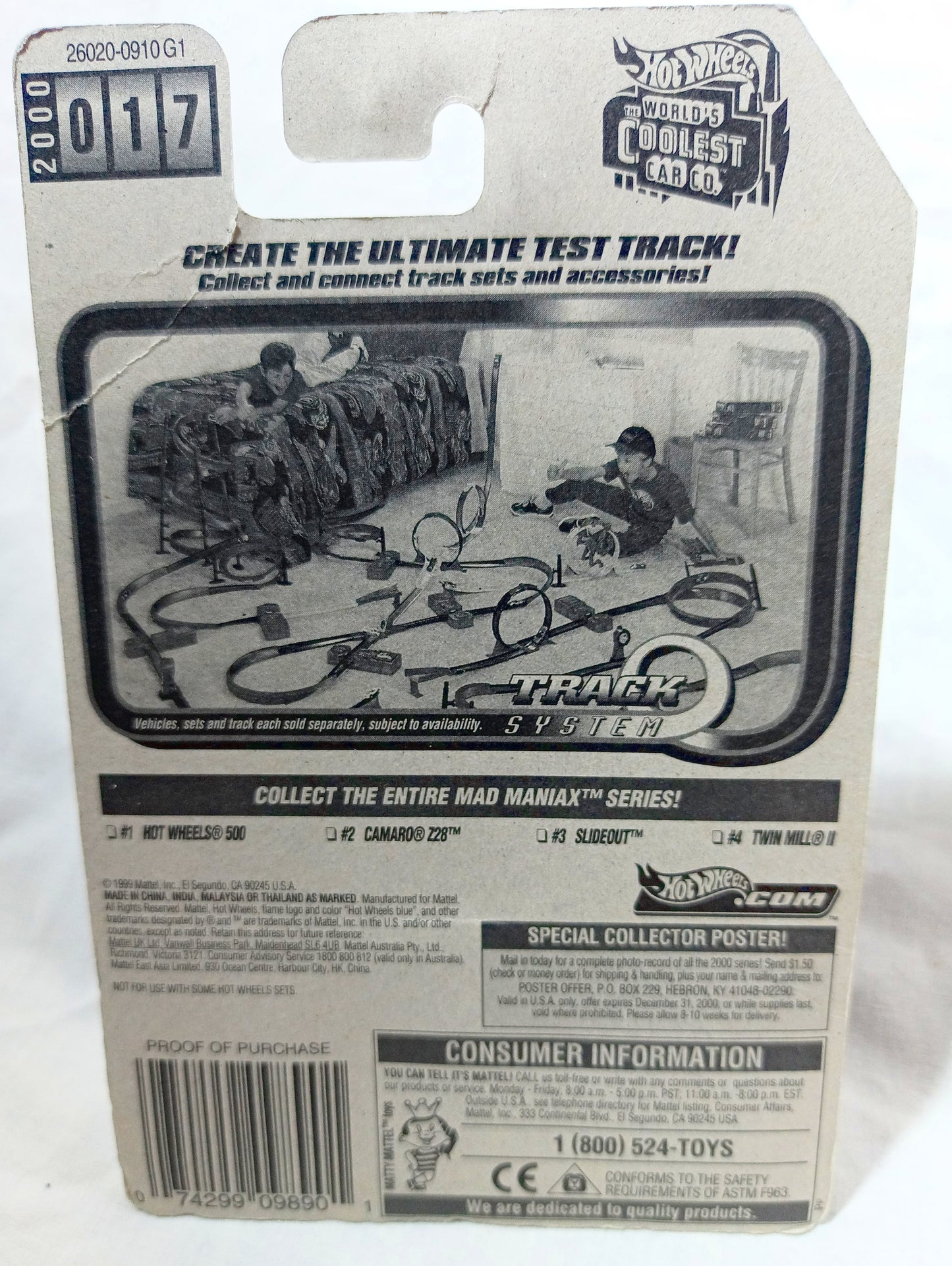 Hot Wheels Mad Maniax Hot Wheels 500 Indy Racer 2000 #017- TulipStuff