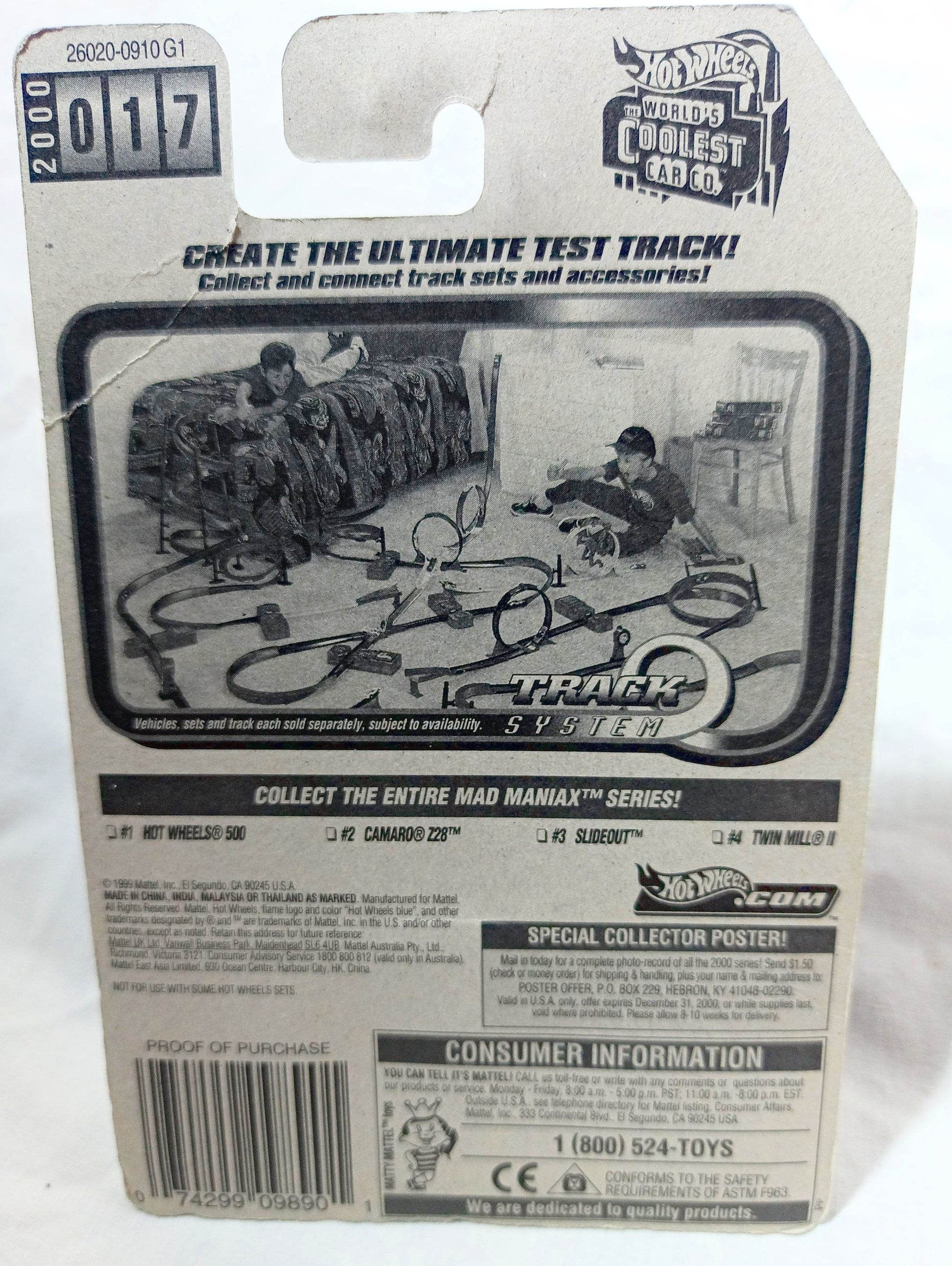 Hot Wheels Mad Maniax Hot Wheels 500 Indy Racer 2000 #017- TulipStuff