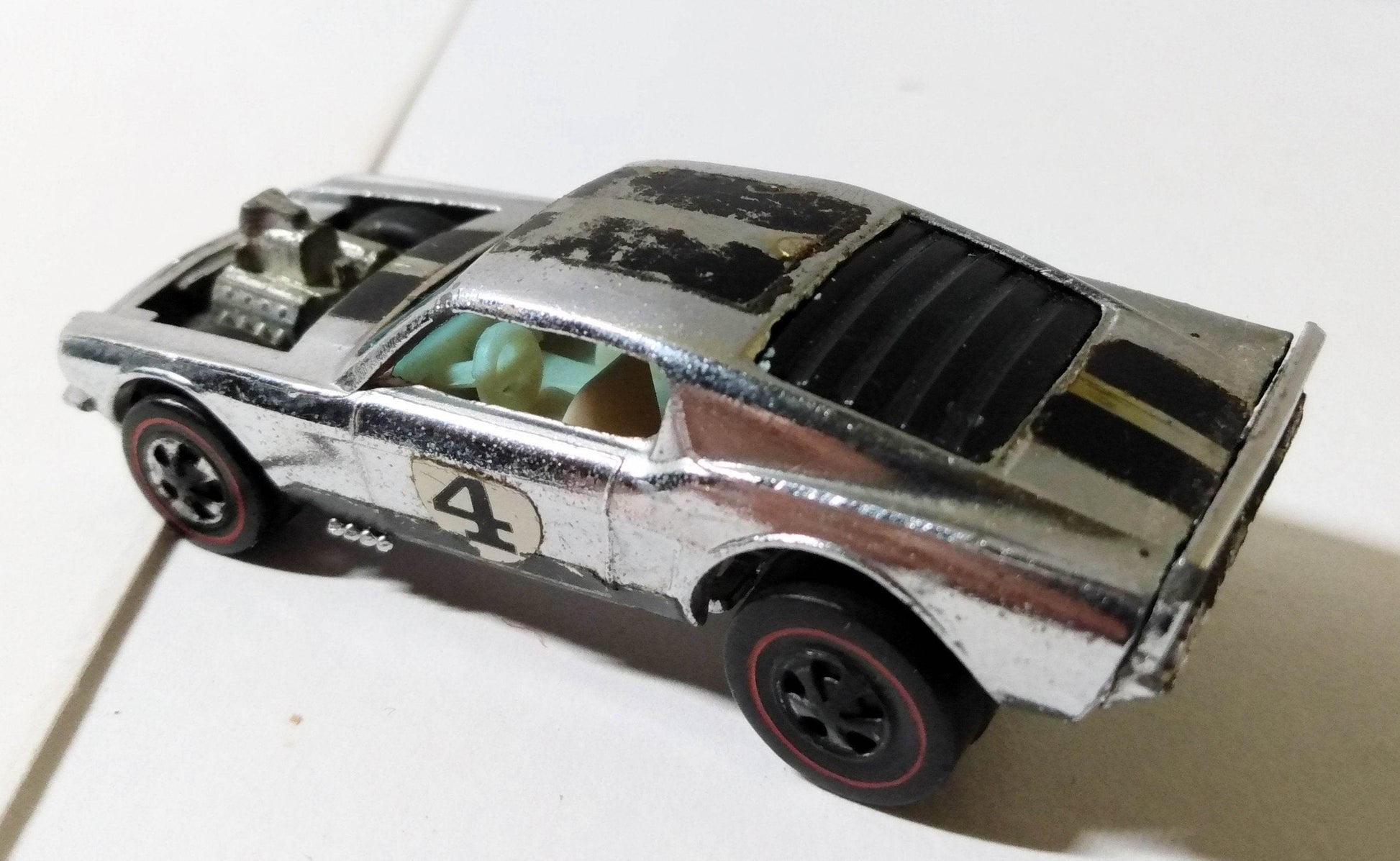 Hot Wheels Redline Club Car Ford Mustang Boss Hoss 302 #4 Chrome 1970 - TulipStuff