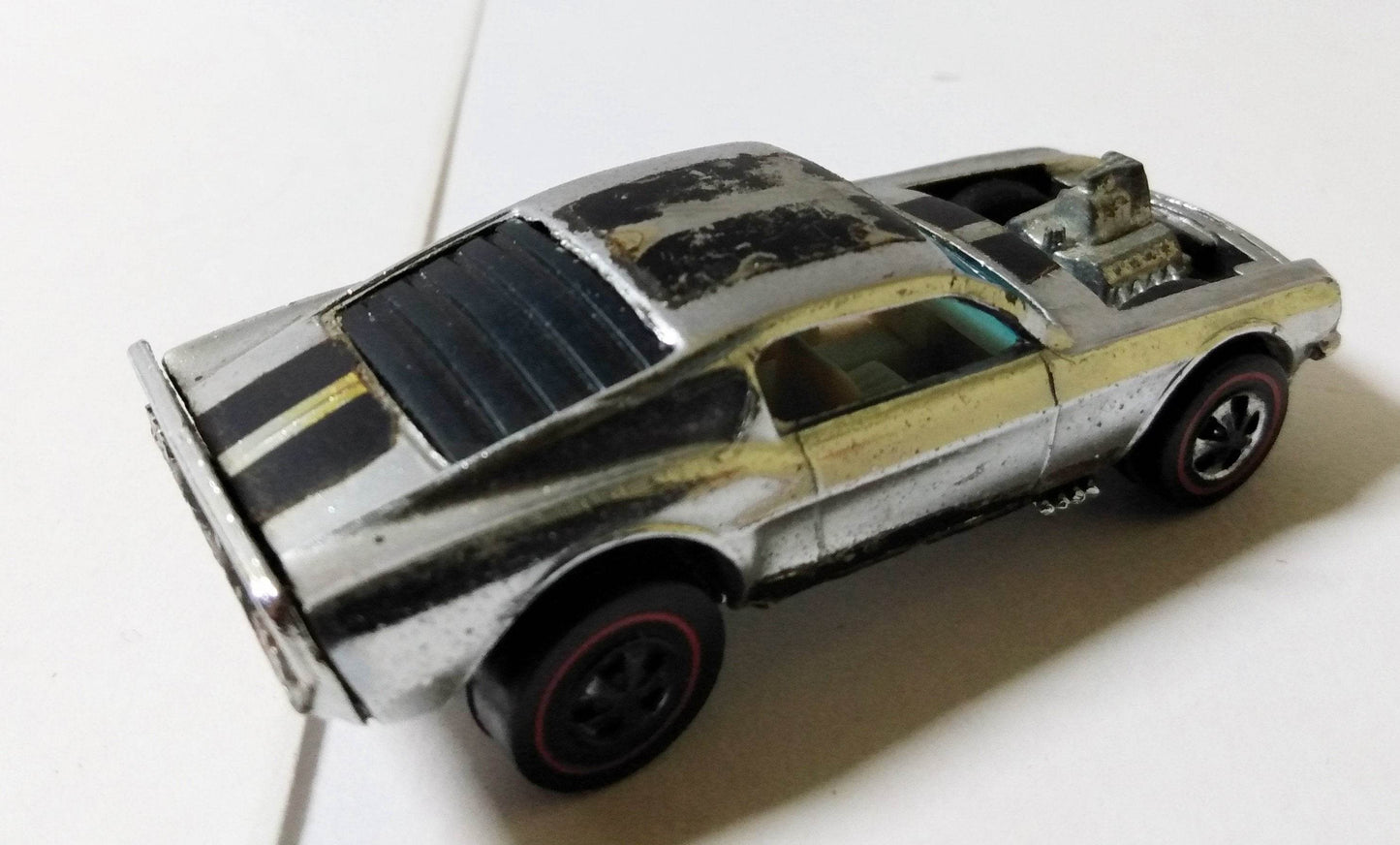 Hot Wheels Redline Club Car Ford Mustang Boss Hoss 302 #4 Chrome 1970 - TulipStuff