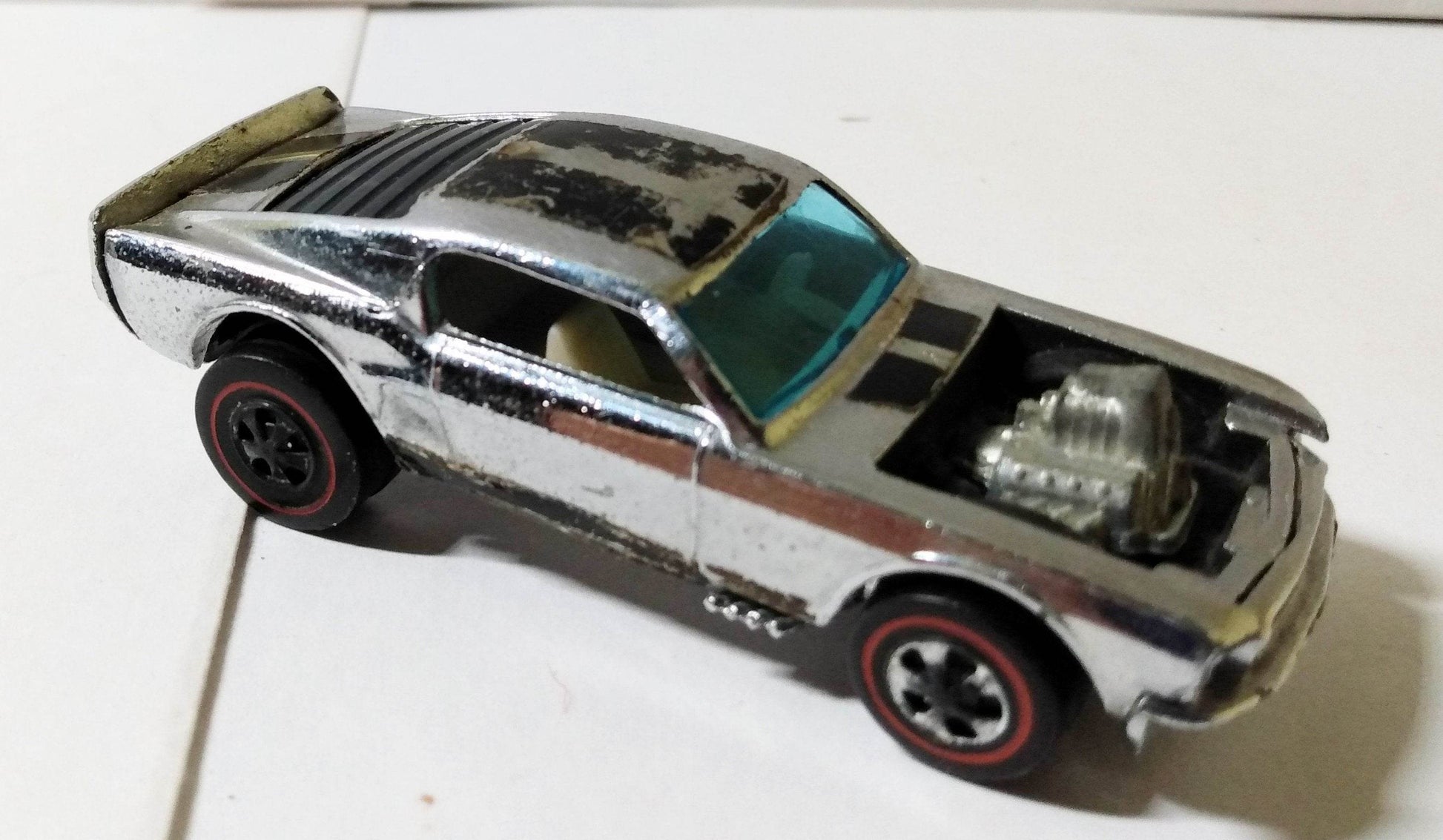 Hot Wheels Redline Club Car Ford Mustang Boss Hoss 302 #4 Chrome 1970 - TulipStuff