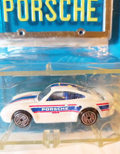 Hot Wheels Park ’n Plates Porsche 959 Blue Interior Clear Windows UH 1989 - TulipStuff