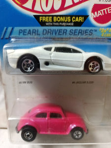 Hot Wheels Pearl Driver Series 2-Pack Jaguar XJ220 VW Bug Wheel Error - TulipStuff