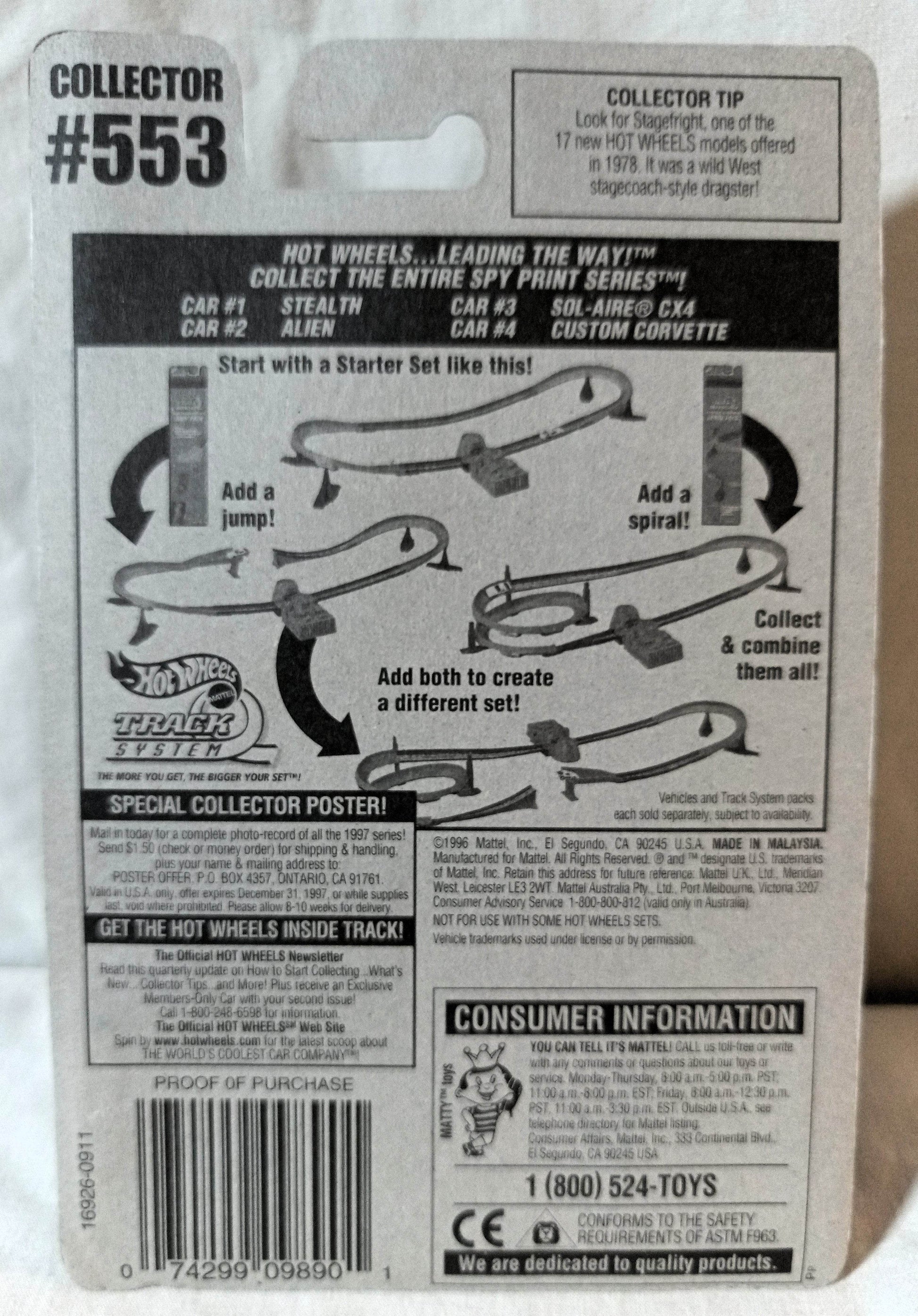 Hot Wheels Spy Print Series Stealth Collector #553 1996 - TulipStuff