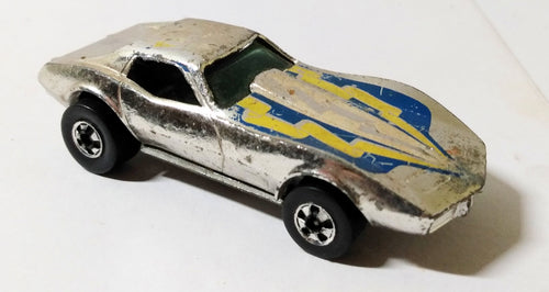 Hot Wheels 9206 Super Chromes Corvette Stingray Hong Kong 1977 bw - TulipStuff