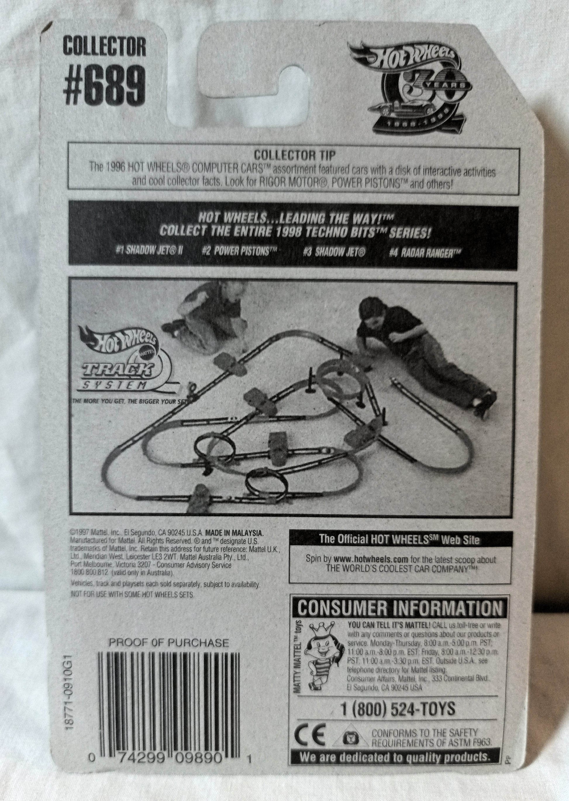 Hot Wheels Techno Bits Series Shadow Jet II Collector #689 1997 - TulipStuff