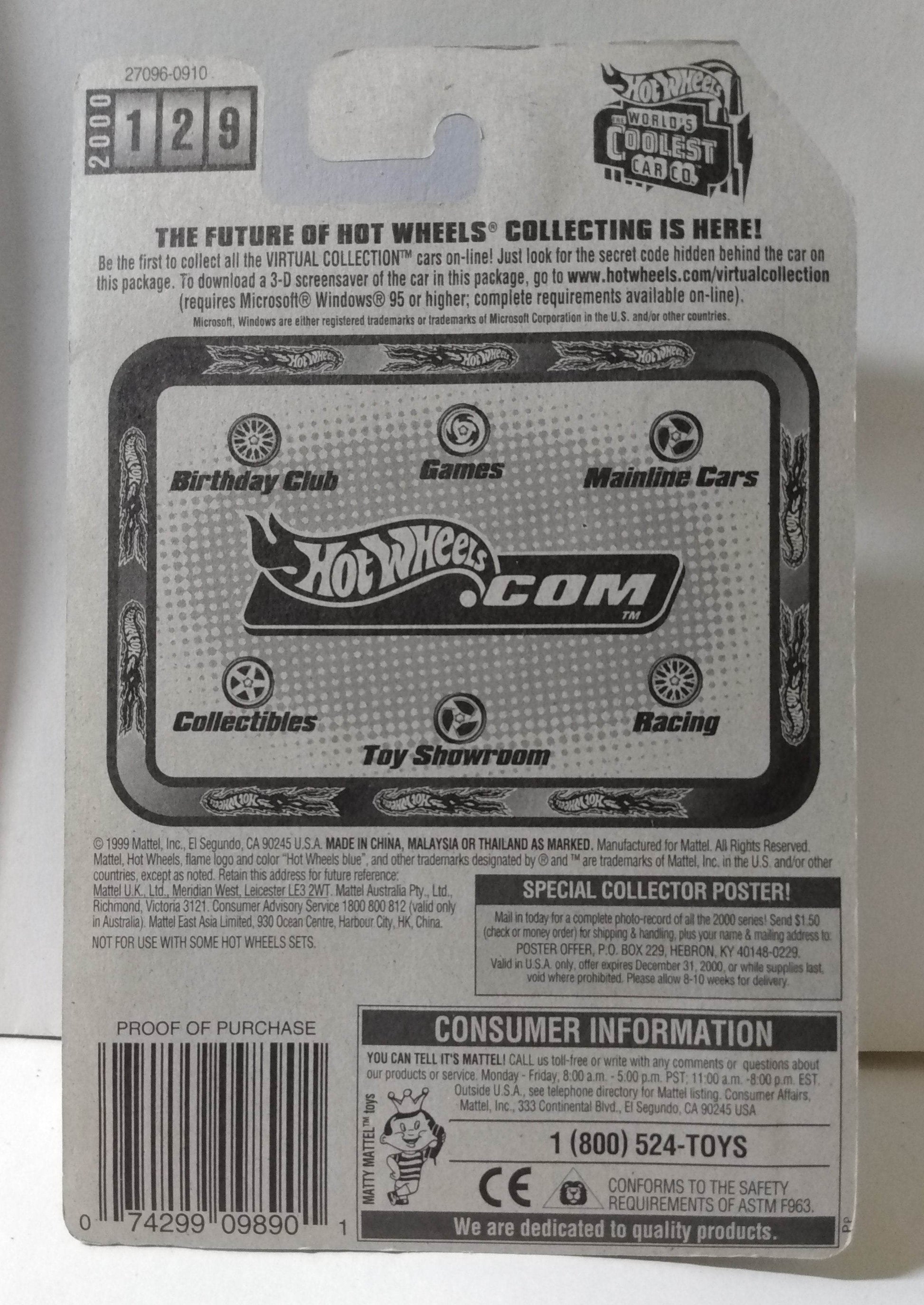 Hot Wheels Virtual Collection Turbolence Race Car 2000 Collector #129 - TulipStuff