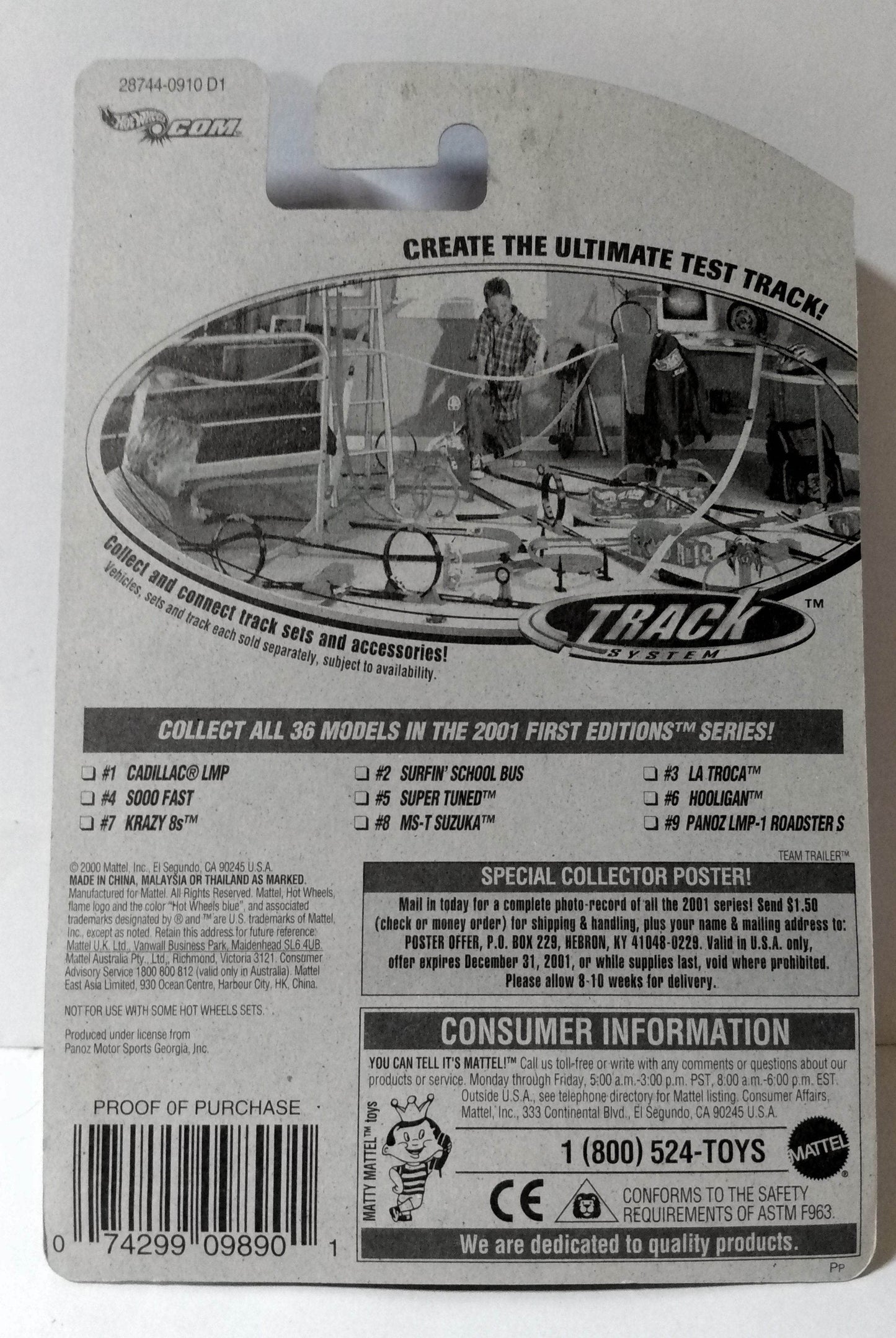 Hot Wheels 2001 First Editions Panoz LMP-1 Roadster S Collector #021 - TulipStuff