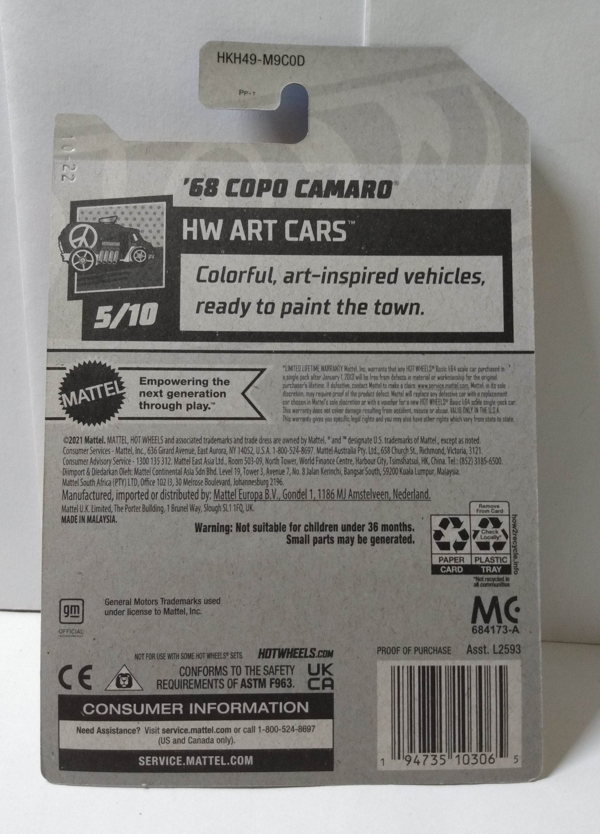 Hot Wheels 2023 HW Art Cars '68 COPO Camaro Chevrolet - TulipStuff