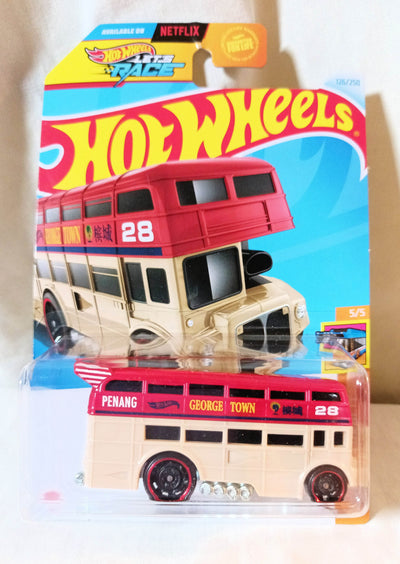 Hot Wheels 2024 Trouble Decker Bus HW Fast Transit Tan Red - TulipStuff