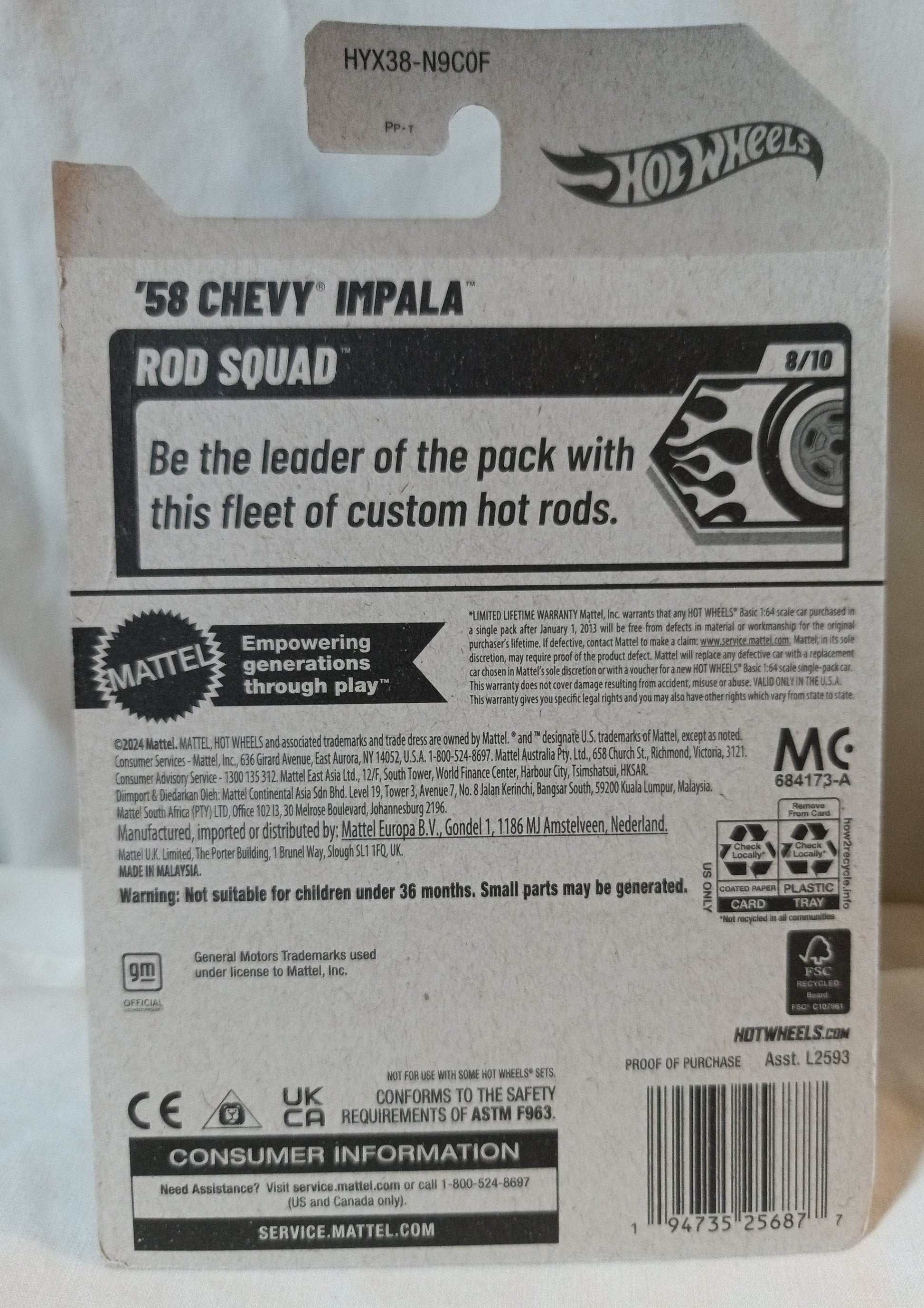 Hot Wheels 2025 '58 Chevy Impala Rod Squad Chevrolet - TulipStuff