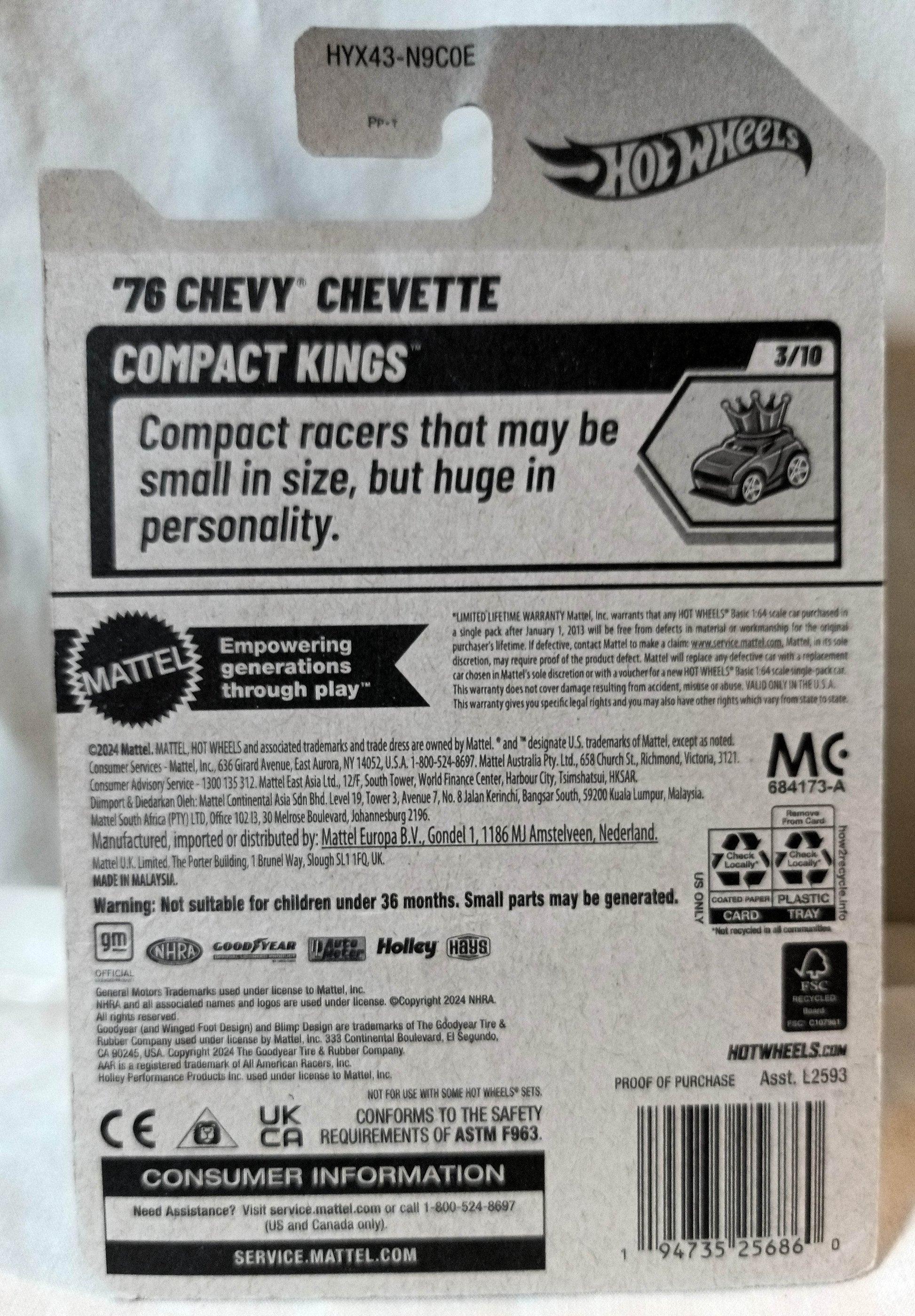 Hot Wheels 2025 '76 Chevy Chevette NHRA Racing Compact Kings - TulipStuff