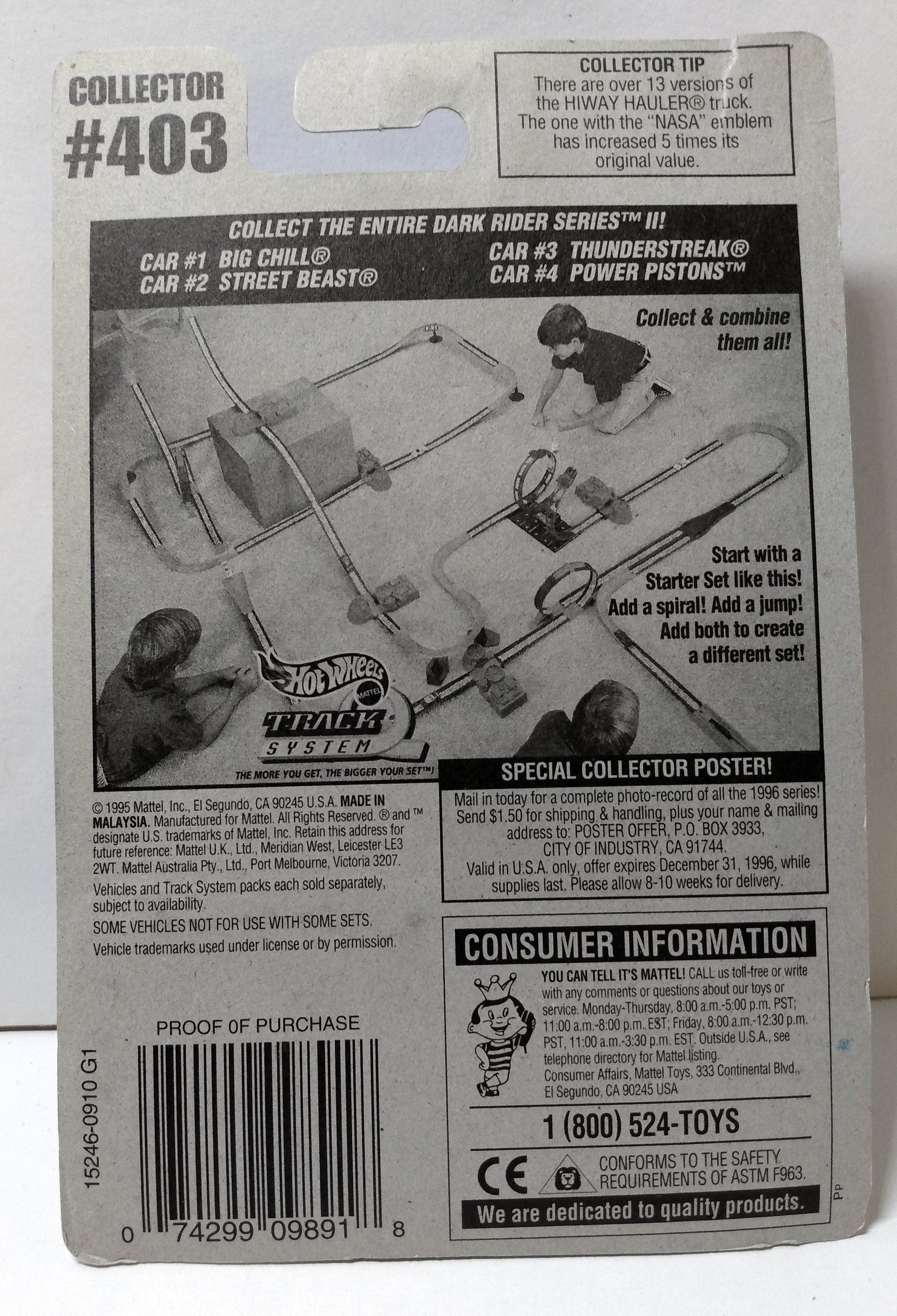 Hot Wheels Collector #403 Dark Rider Series II Power Pistons 1996 - TulipStuff