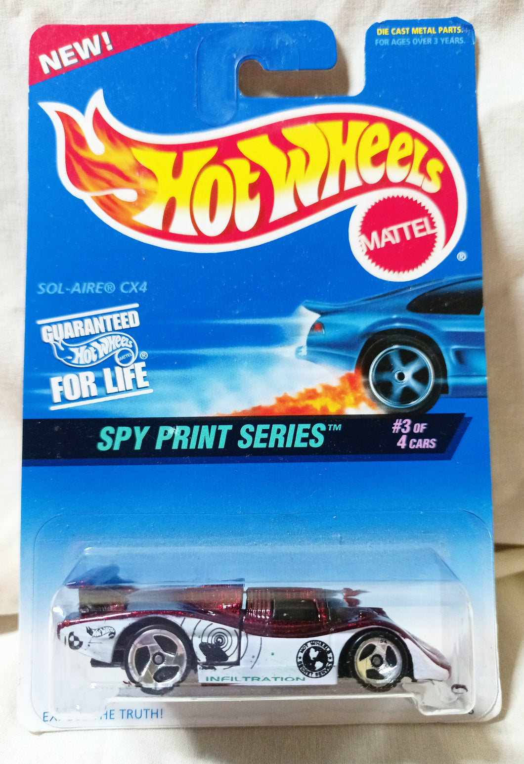 Hot Wheels Spy Print Sol-Aire CX4 Racing Car Collector #555 1996 - TulipStuff