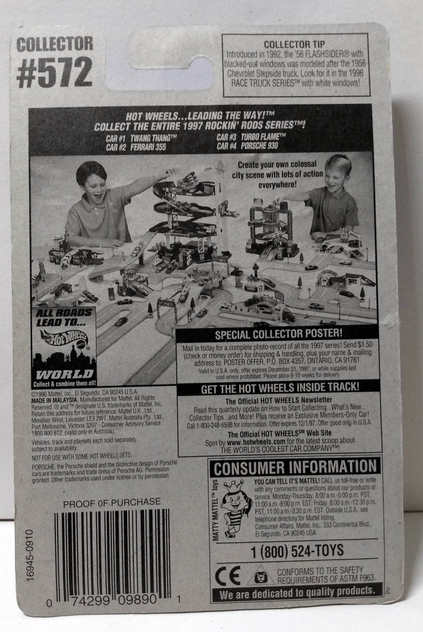 Hot Wheels Rockin Rods Series Collector #572 Porsche 930 Sports Car 1997 - TulipStuff