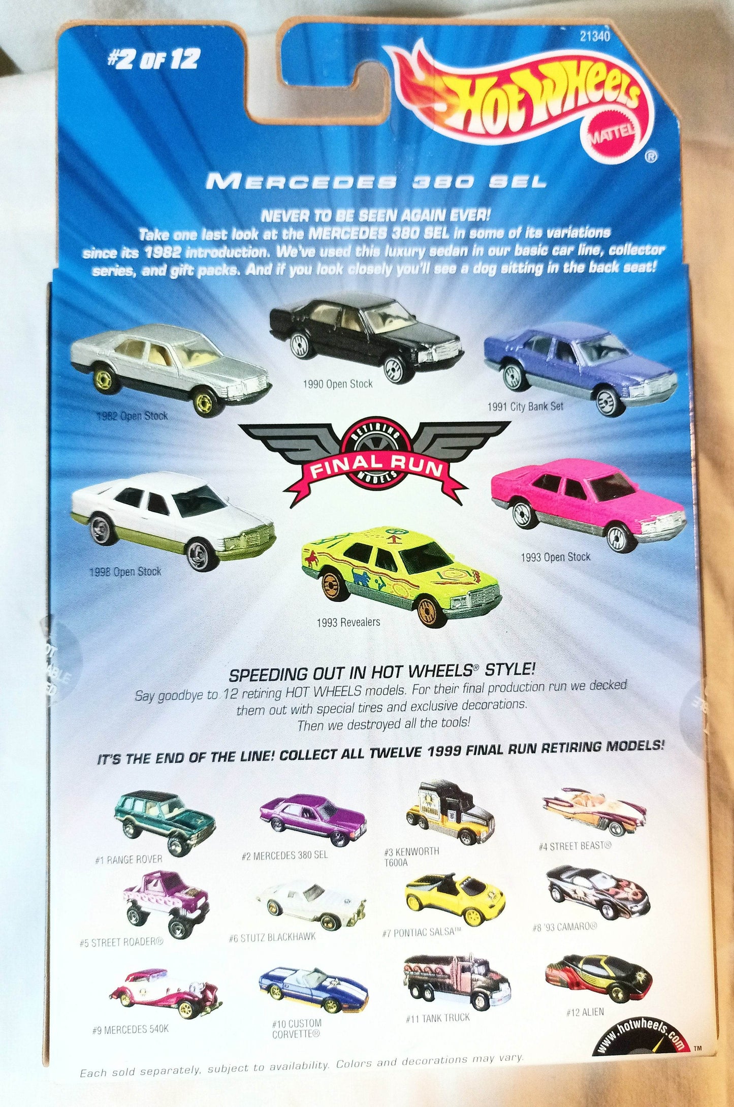 Hot Wheels 1999 Final Run Mercedes 380SEL Purple ltd ed - TulipStuff