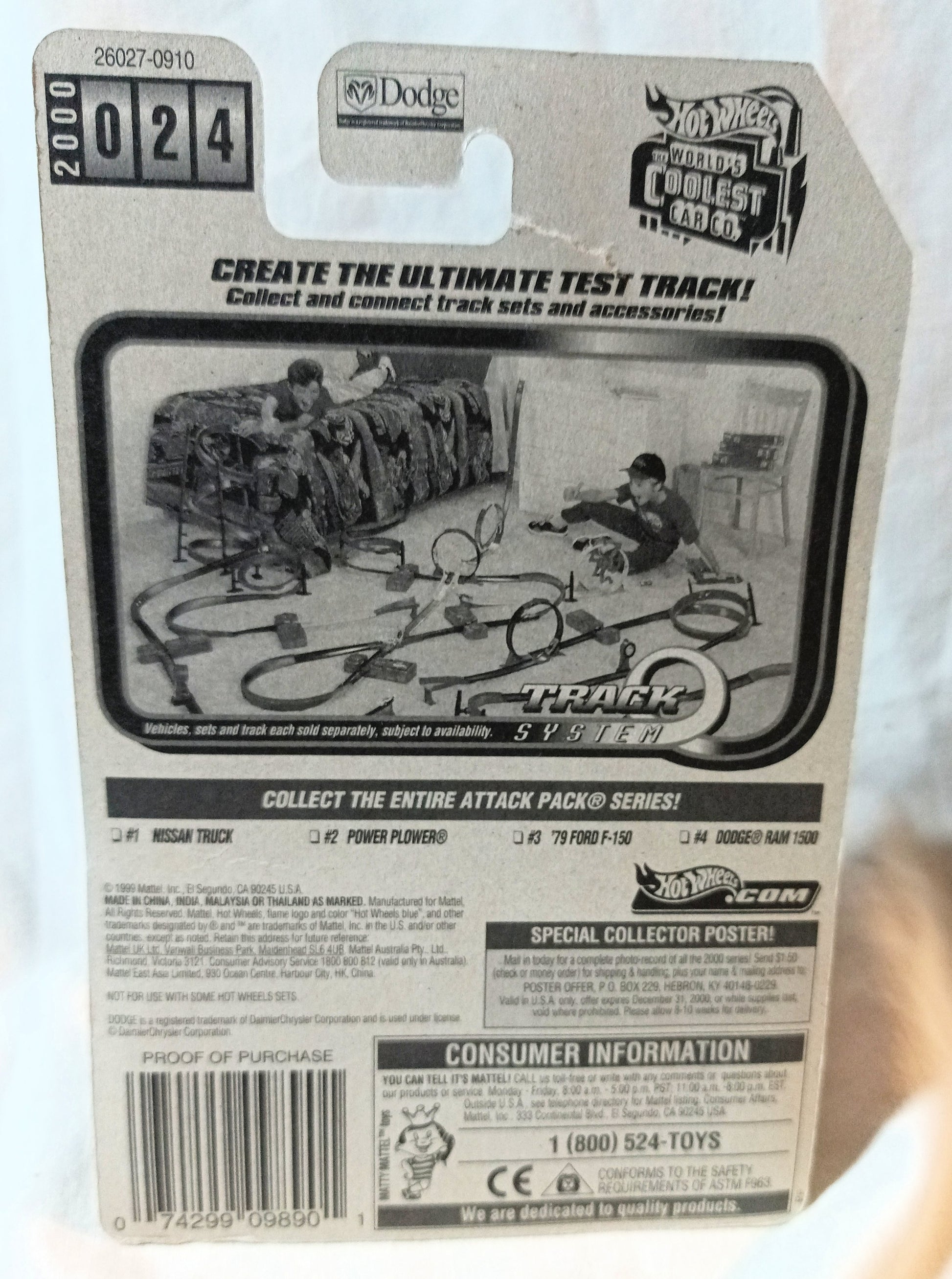 Hot Wheels Attack Pack Dodge Ram 1500 Pickup Truck 2000 #024 - TulipStuff