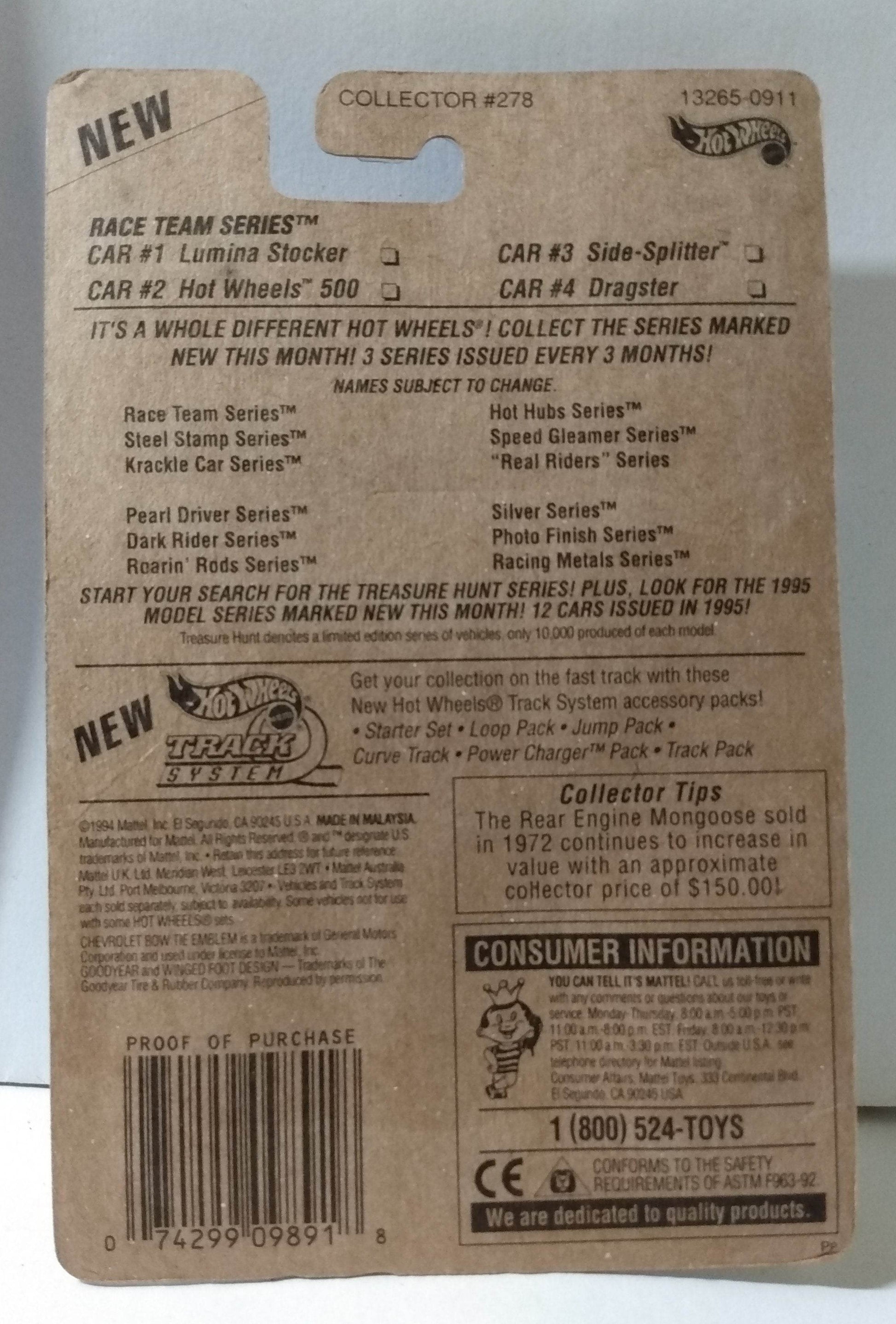 Hot Wheels Race Team Series Dragster Race Car Collector #278 sp5 1995 - TulipStuff