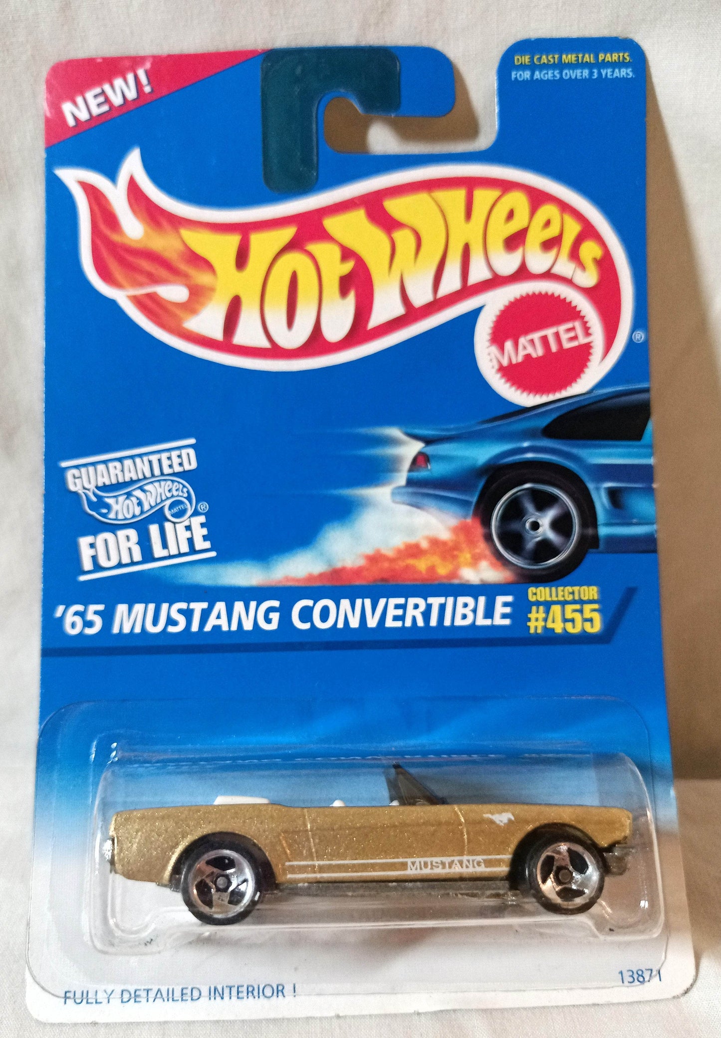 Hot Wheels Collector #455 '65 Mustang Convertible Ford 1996 Gold 3sp - TulipStuff
