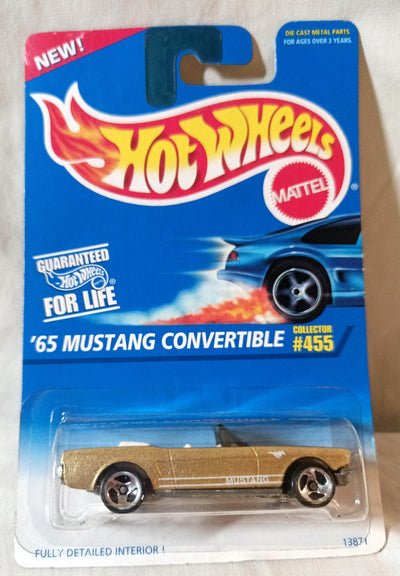 Hot Wheels Collector #455 '65 Mustang Convertible Ford 1996 Gold 3sp - TulipStuff