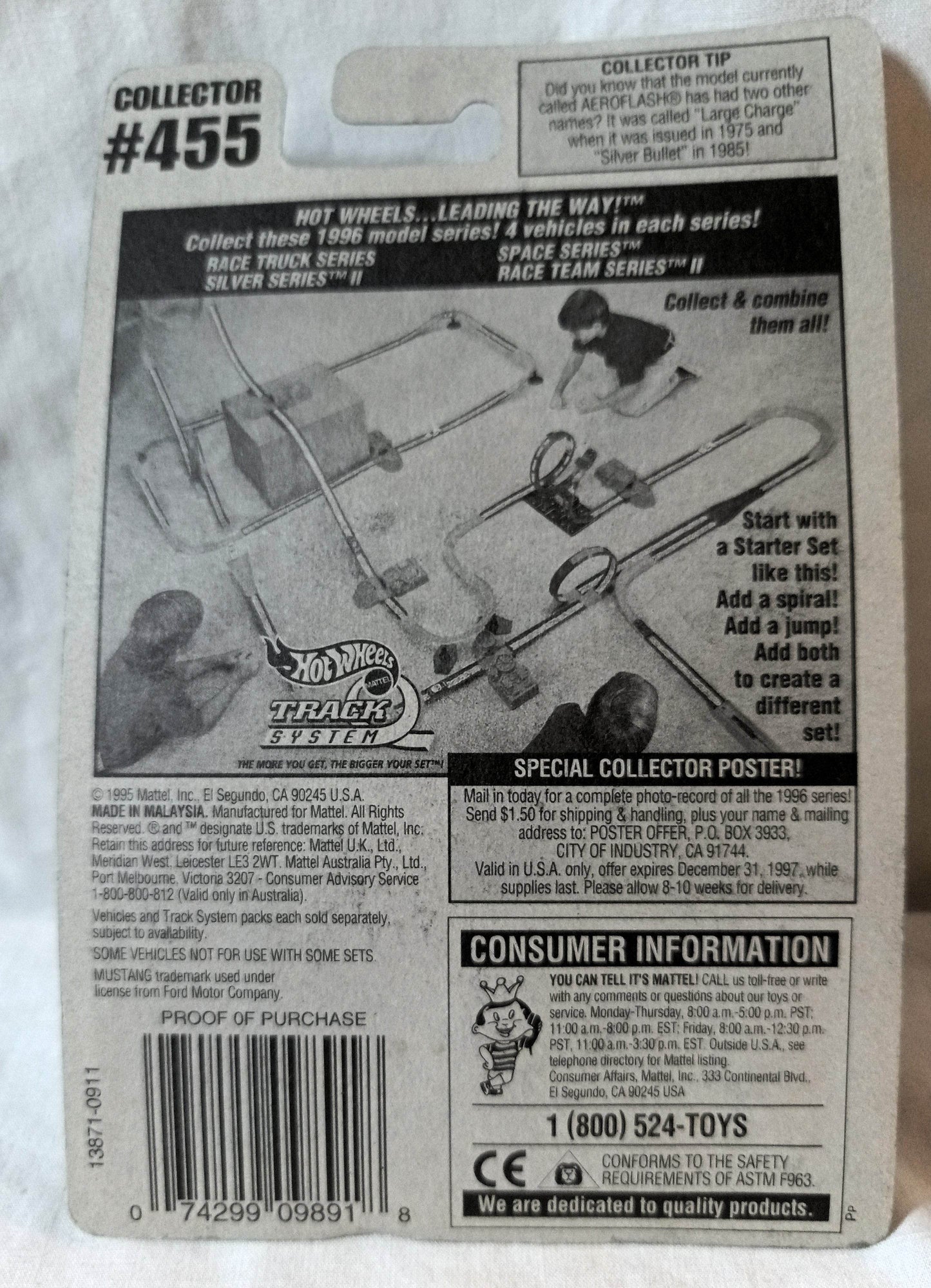 Hot Wheels Collector #455 '65 Mustang Convertible Ford 1996 Gold 3sp - TulipStuff