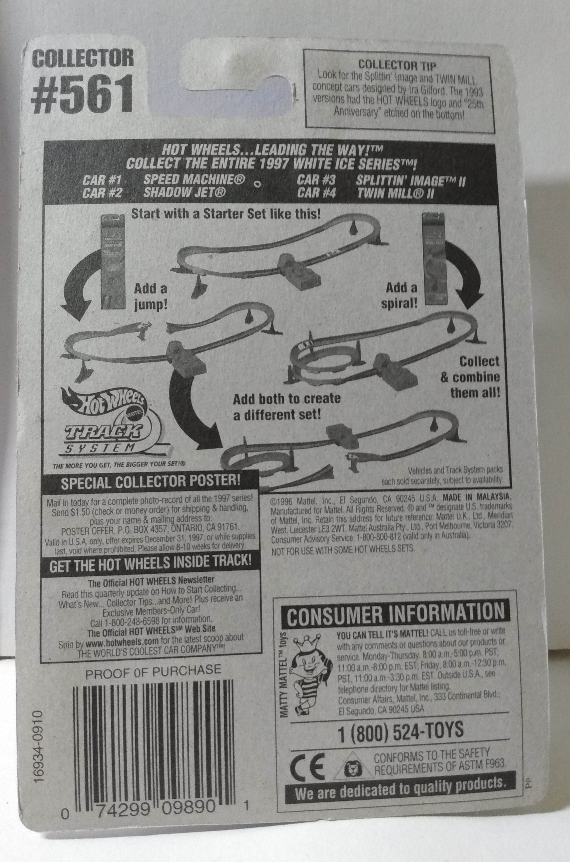 Hot Wheels Collector #561 White Ice Series Speed Machine 1996 - TulipStuff