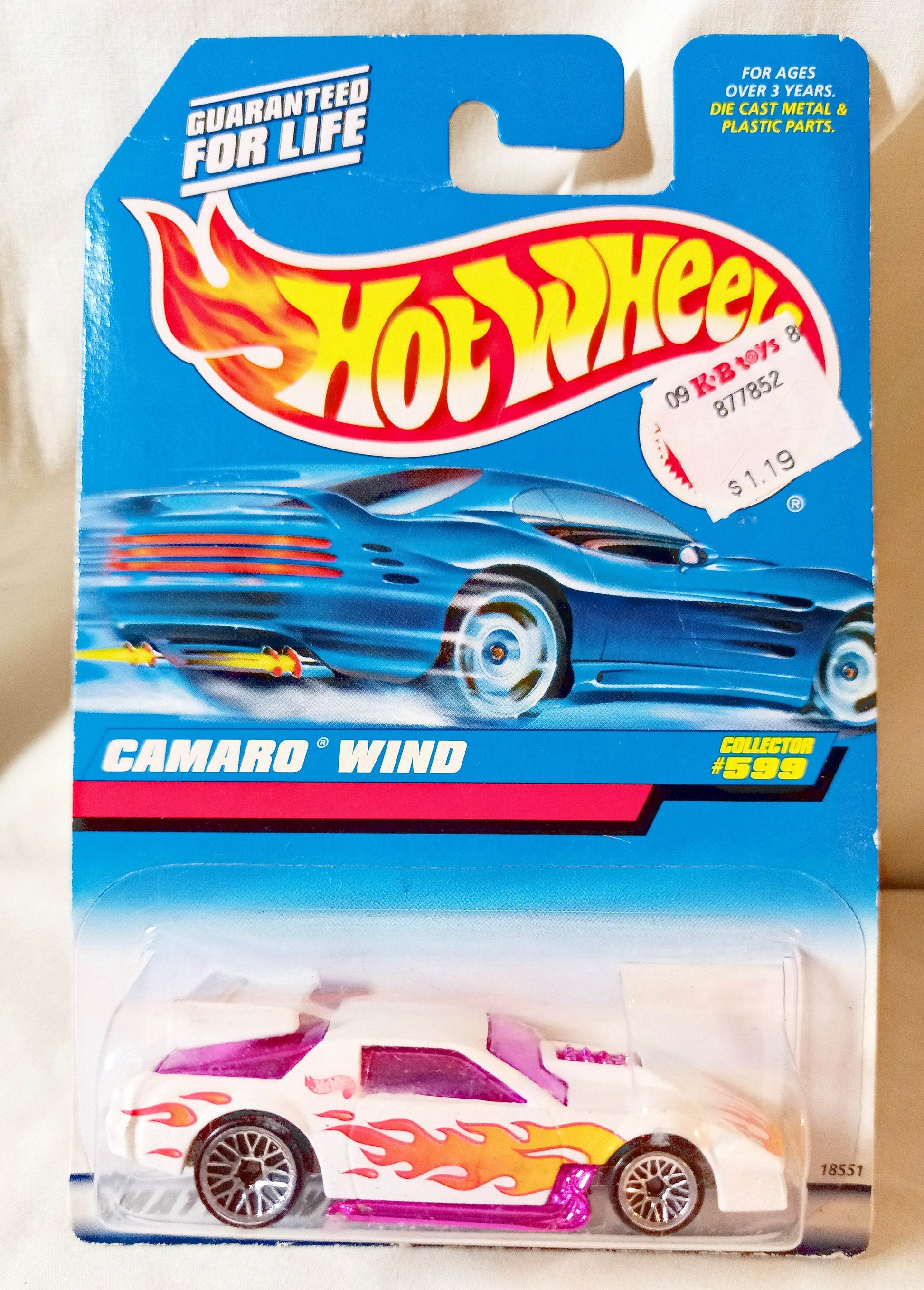 Hot Wheels Collector #599 Camaro Wind Race Car 1997 - TulipStuff