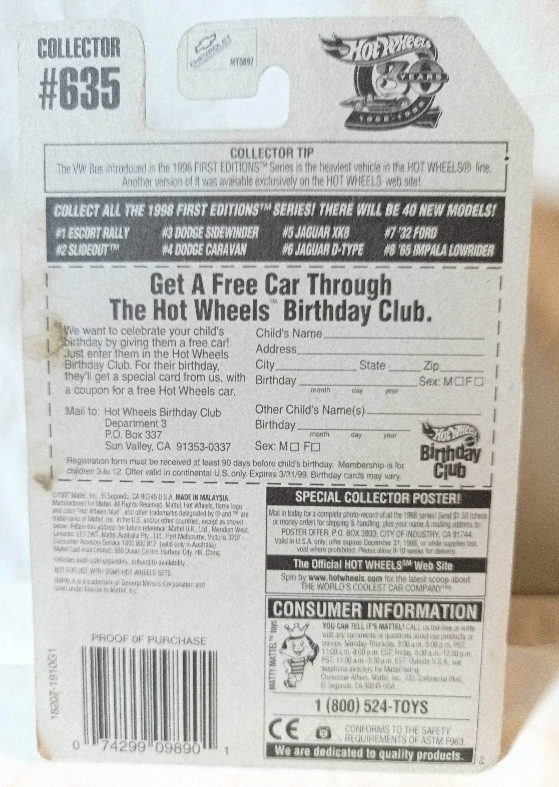 Hot Wheels 1998 First Editions '65 Impala Lowrider Collector #635 - TulipStuff