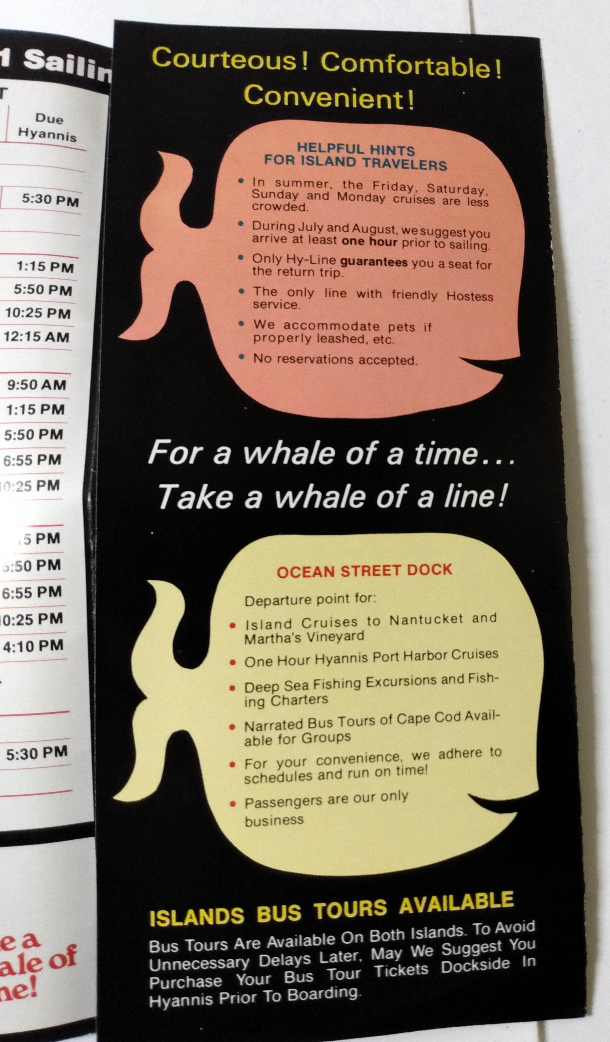 Hy-Line Nantucket Martha's Vineyard Island Cruises 1981 Brochure - TulipStuff