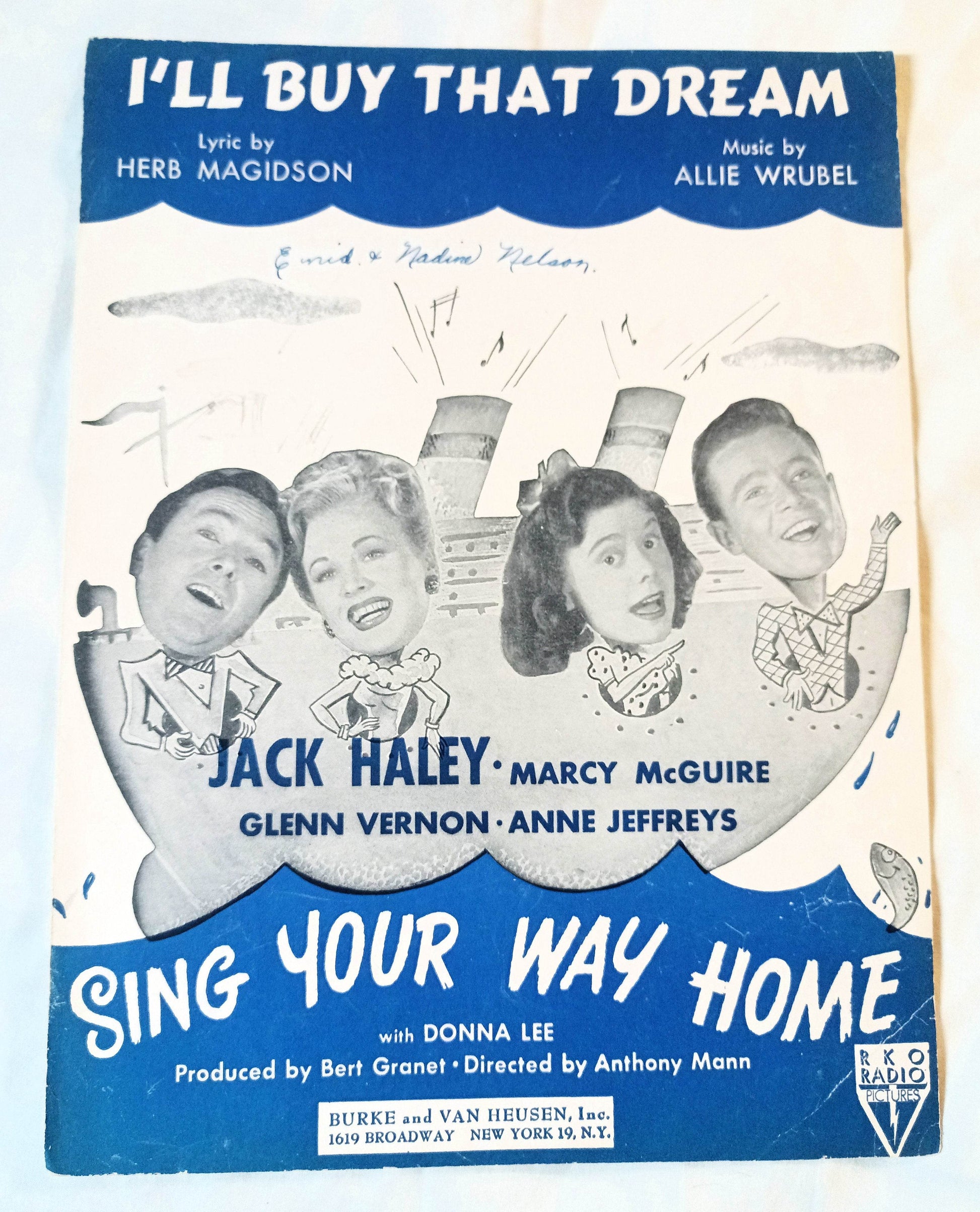 I'll Buy That Dream Sing Your Way Home Jack Haley Sheet Music 1945 - TulipStuff