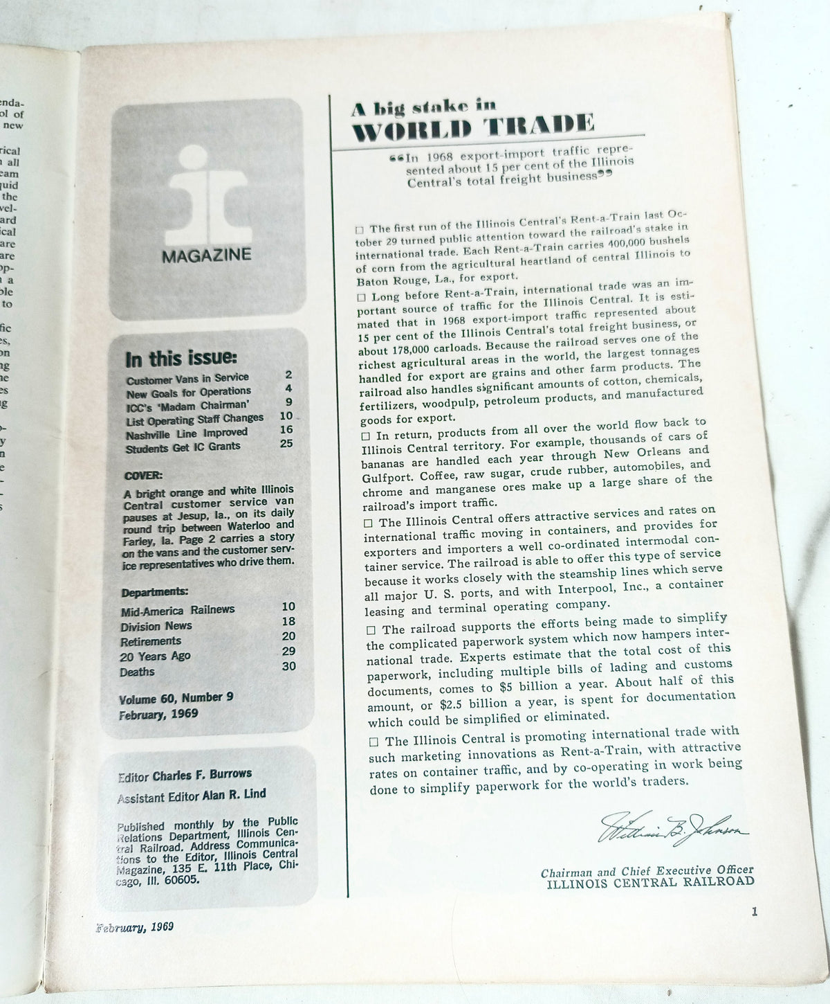Illinois Central Magazine February 1969 IC Railroad Employees News Monthly - TulipStuff