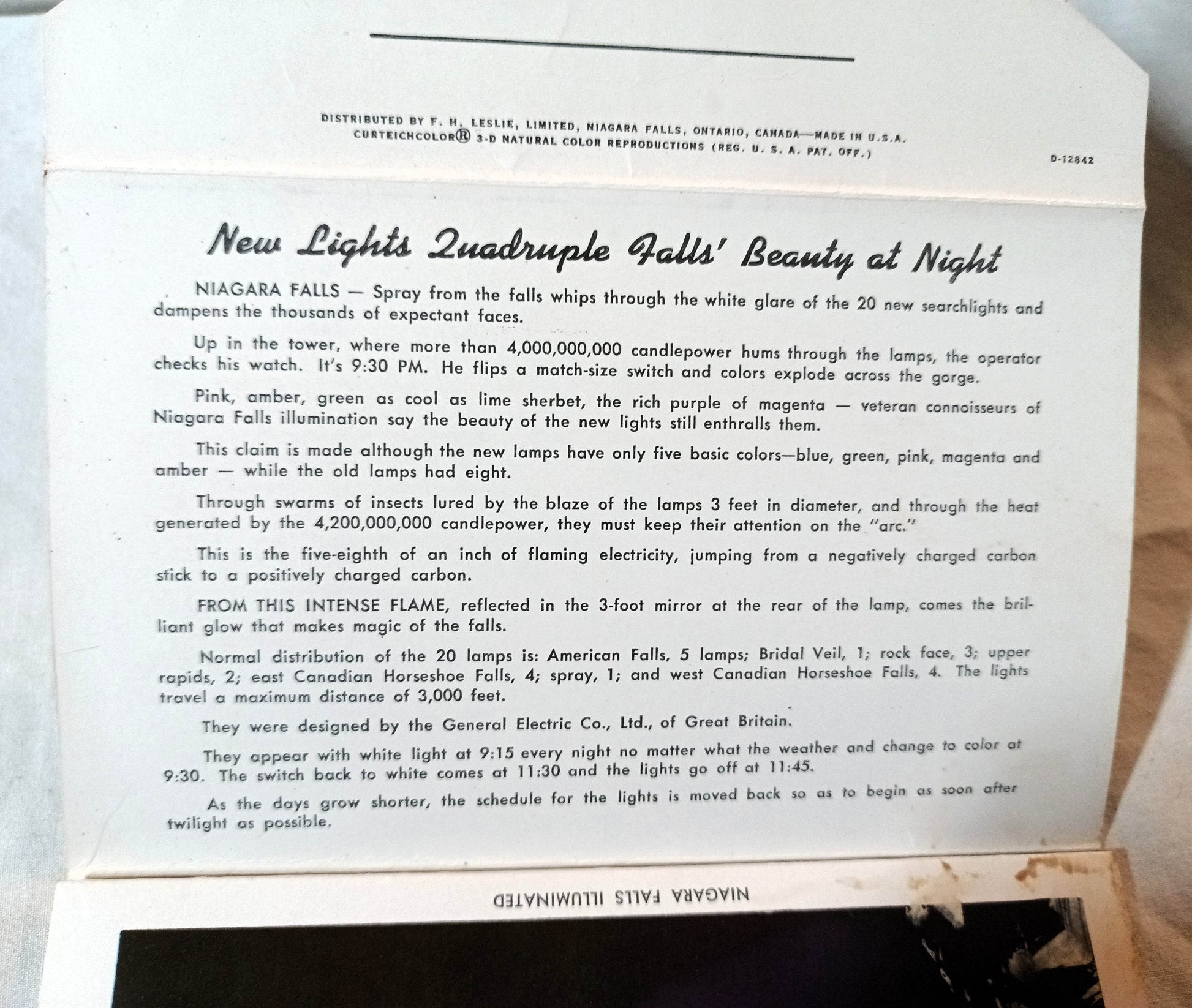 Illuminated Niagara Falls Kodachrome Camera Views Souvenir Folder 1960 - TulipStuff