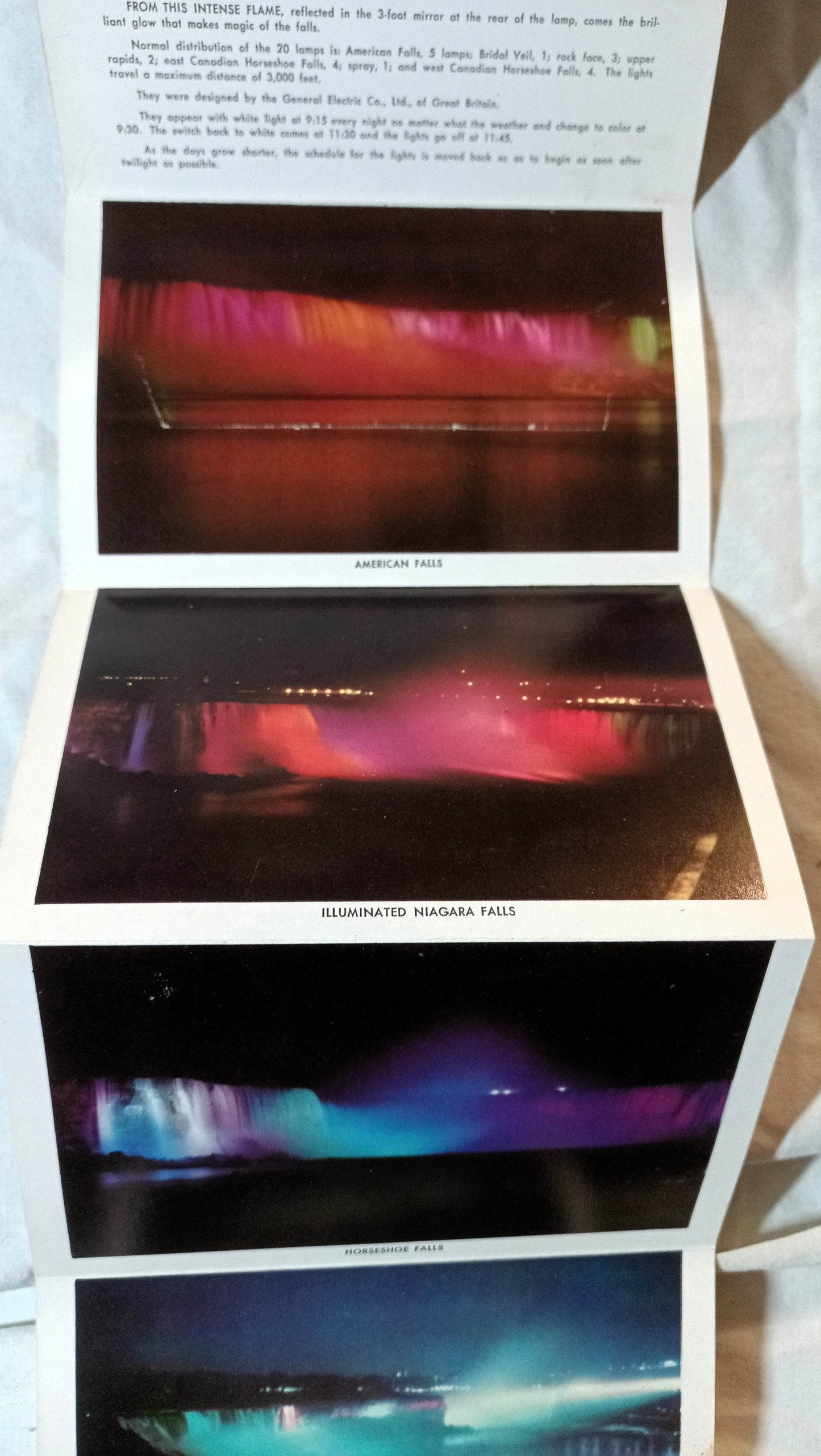 Illuminated Niagara Falls Kodachrome Camera Views Souvenir Folder 1960 - TulipStuff