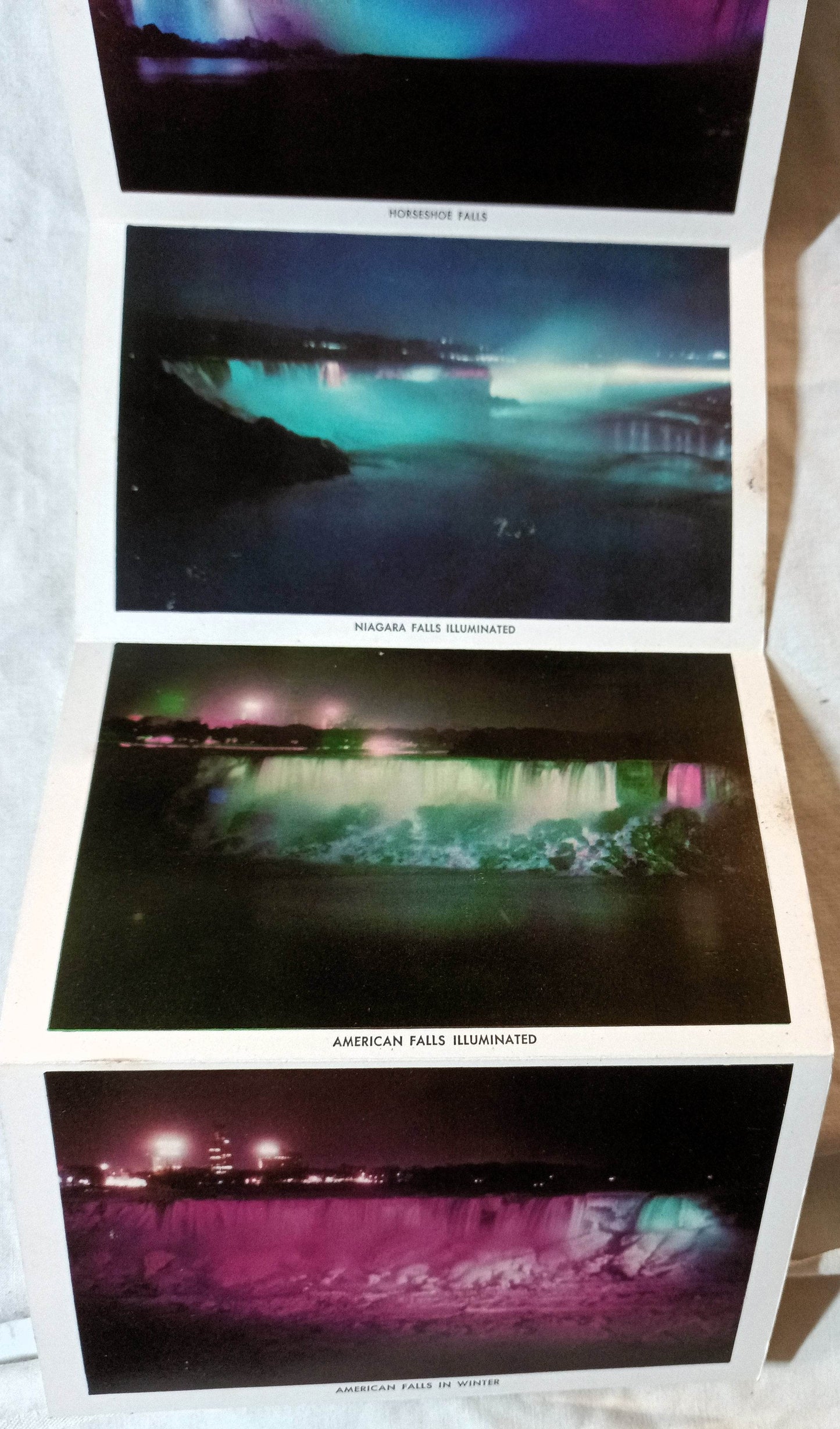Illuminated Niagara Falls Kodachrome Camera Views Souvenir Folder 1960 - TulipStuff