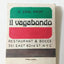 Il Vagabondo Restaurant & Bocce 62nd St Manhattan NYC Matchbook 1980's - TulipStuff