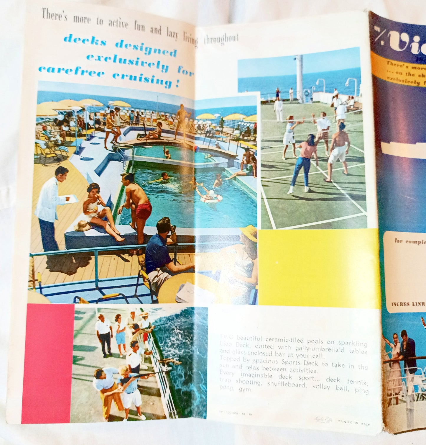 Incres Lines ms Victoria Deck Plans Cruise Brochure 1961 - TulipStuff